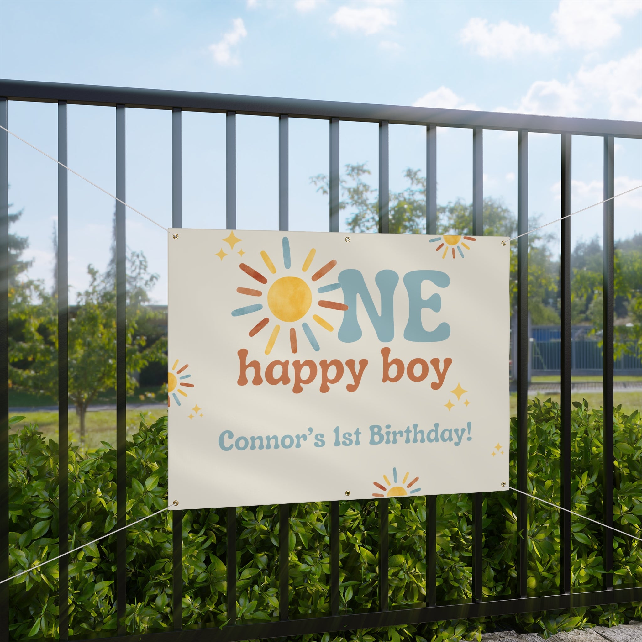 One Happy Boy Birthday Vinyl Banner (Printed + shipped)