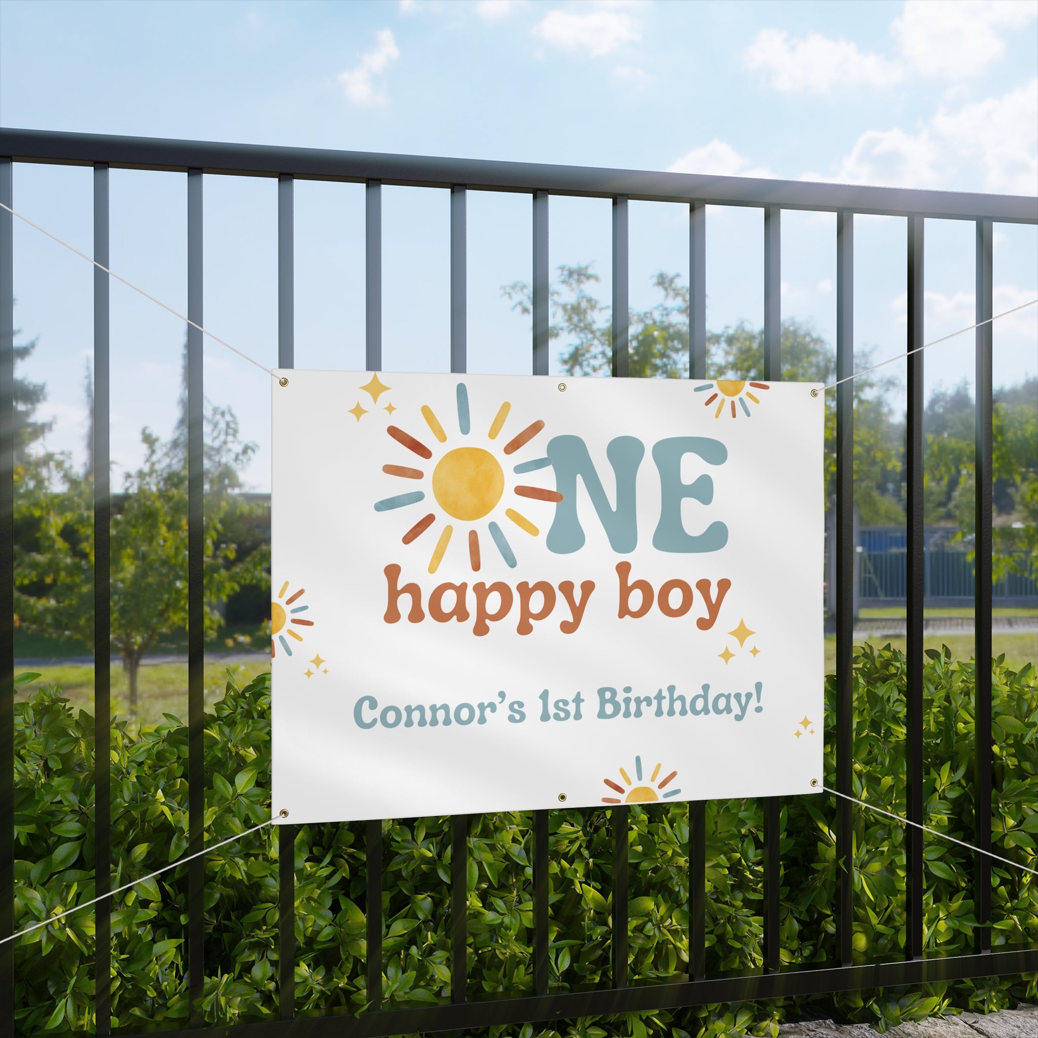 One Happy Boy Birthday Vinyl Banner (Printed + shipped)