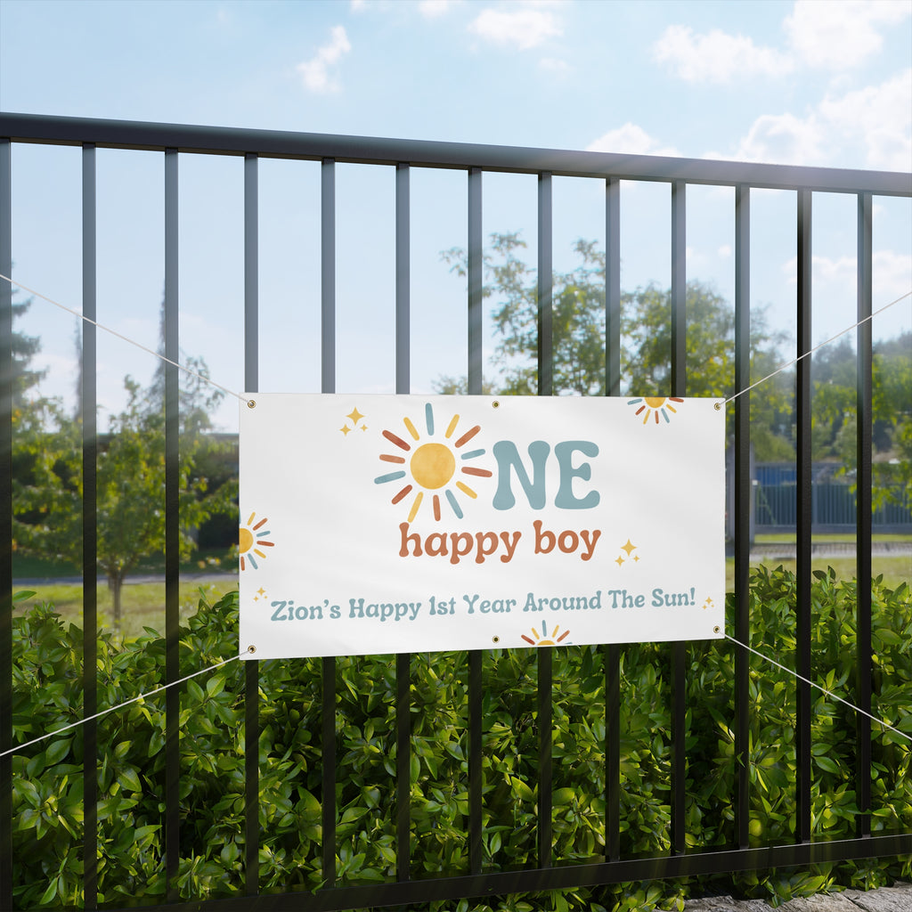 One Happy Boy Birthday Vinyl Banner (Printed + shipped)