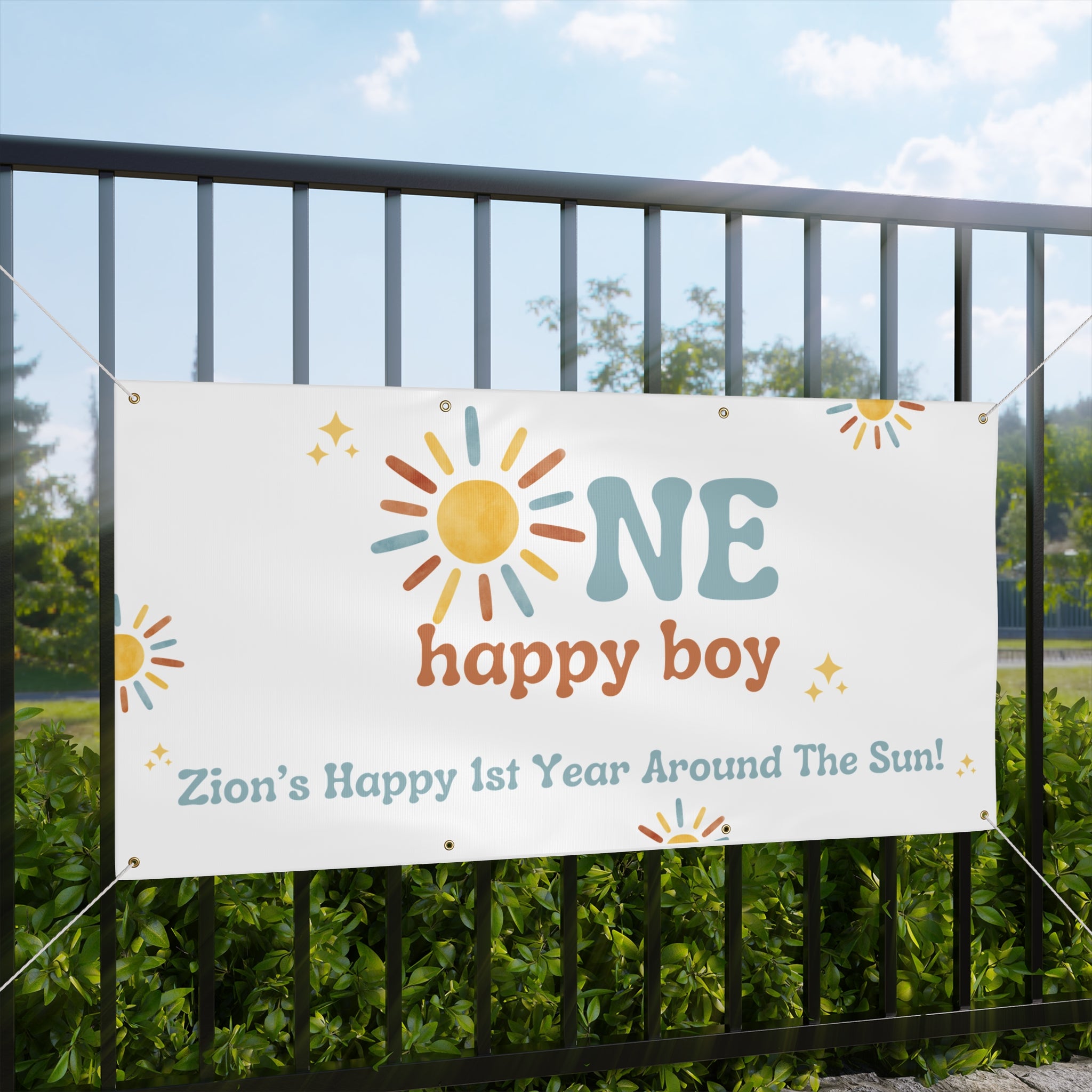 One Happy Boy Birthday Vinyl Banner (Printed + shipped)