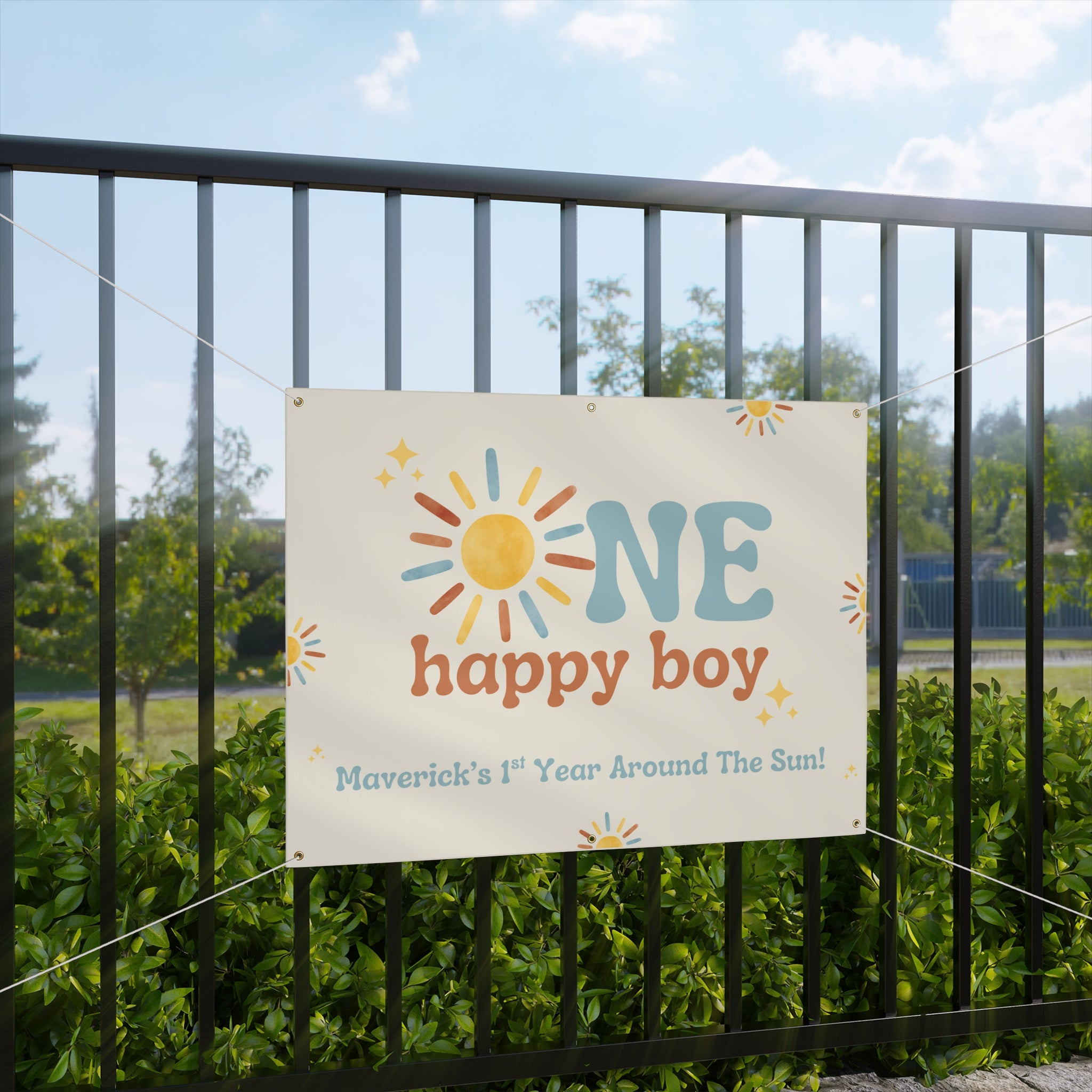 One Happy Boy Birthday Vinyl Banner (Printed + shipped)