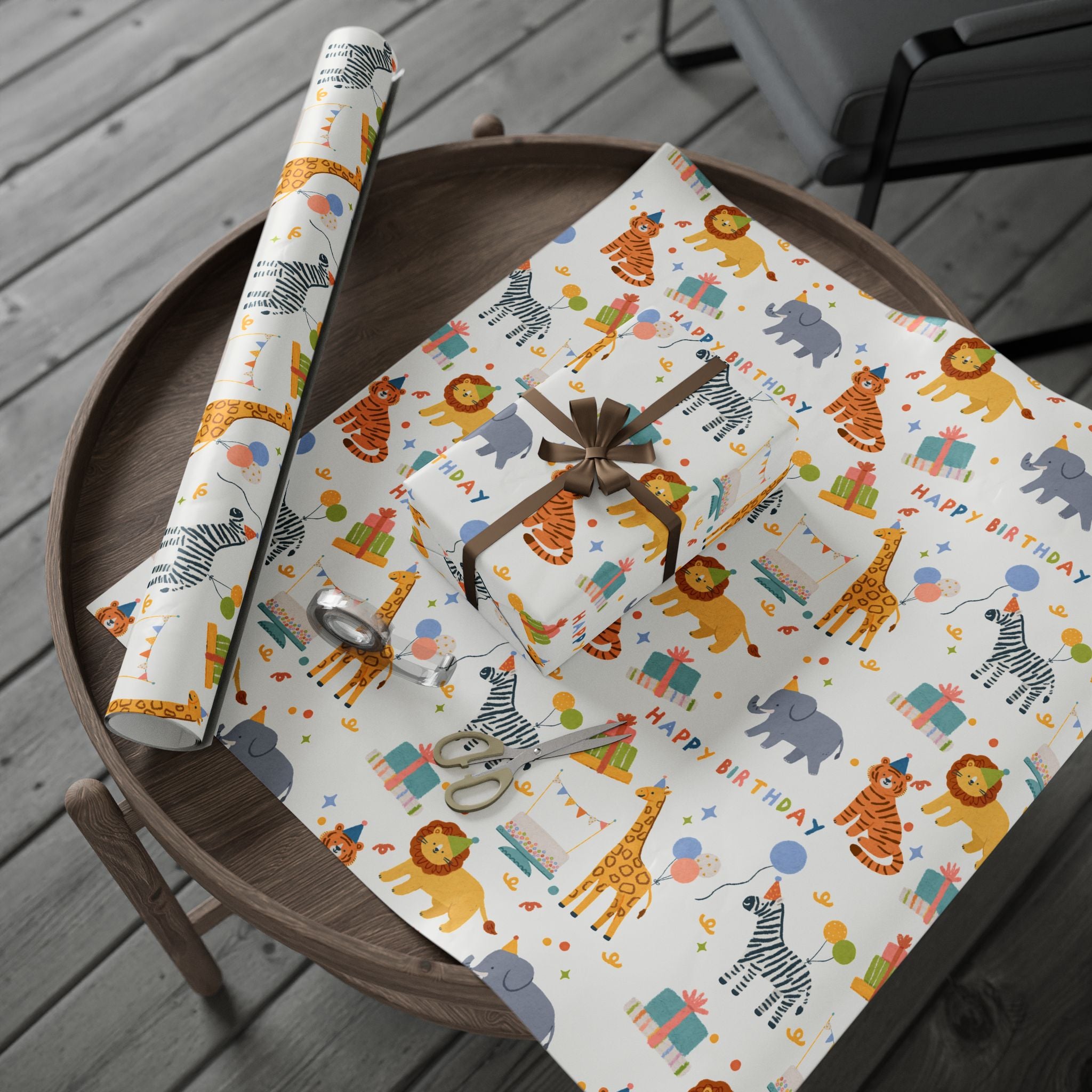 Party Animals Birthday Wrapping Paper (Printed +Shipped)