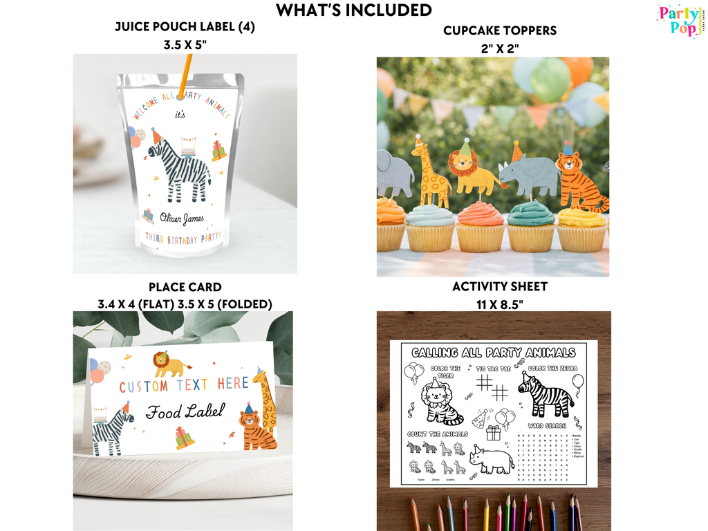 Party Animals Instant Party Bundle - Download + Print