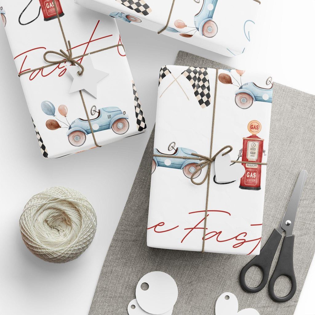Fast One Custom Wrapping Paper - Race Car Theme