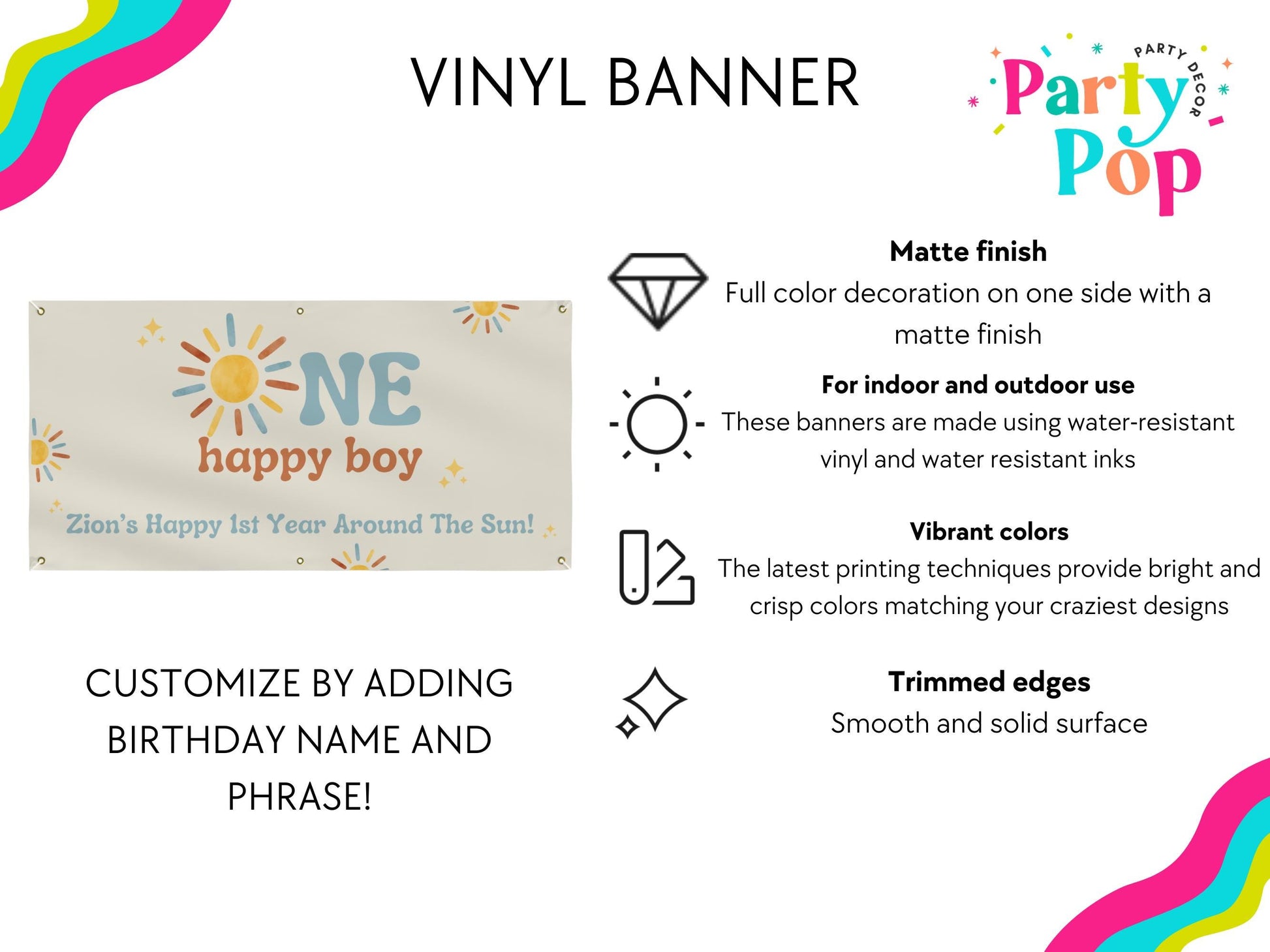 One Happy Boy Vinyl Banner