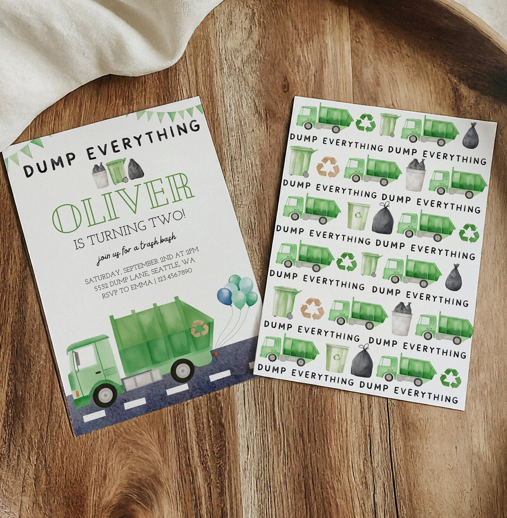 Garbage Truck Invitation - Digital Download
