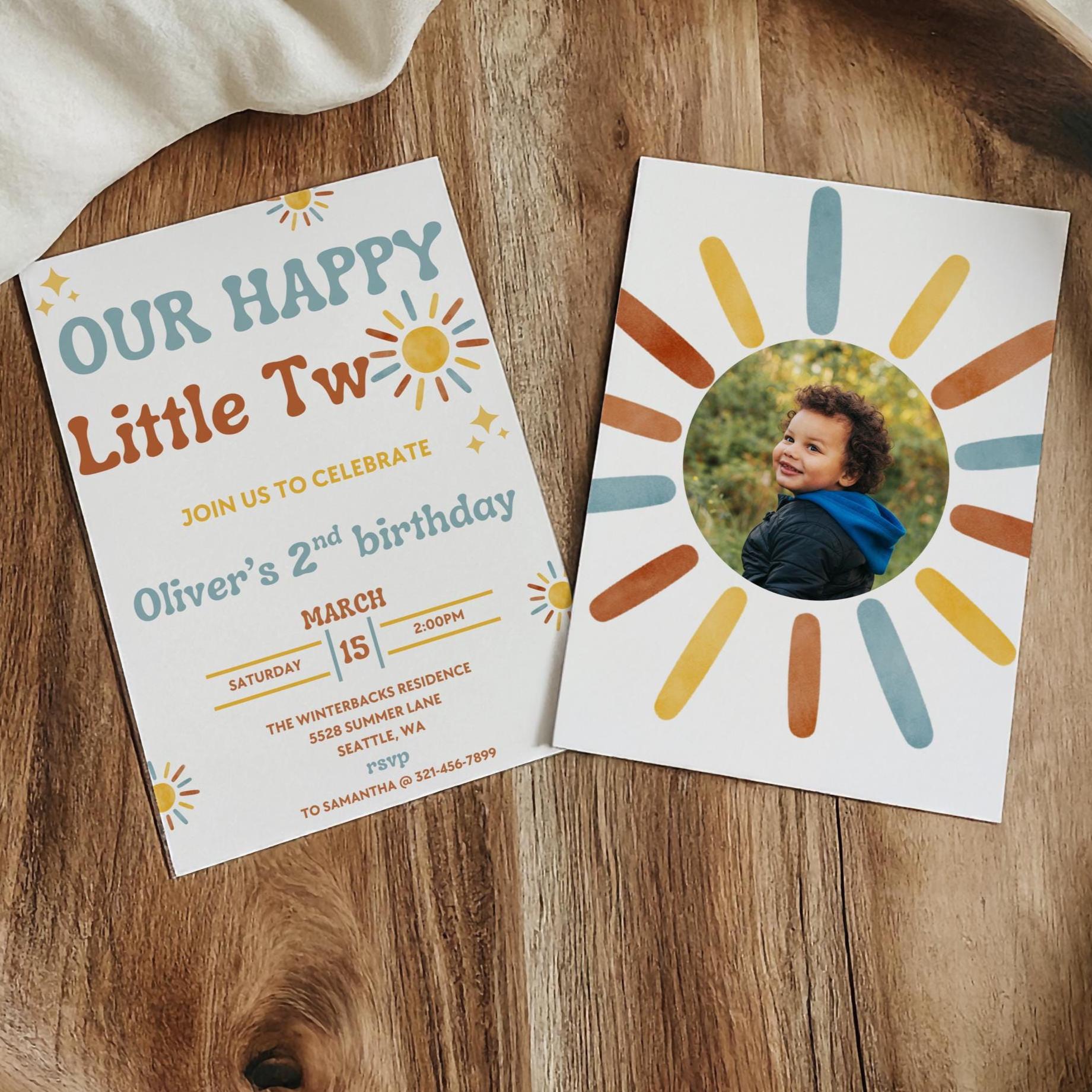 Our Happy Little Two Birthday Invitation - Two Happy Birthday - Digital Download