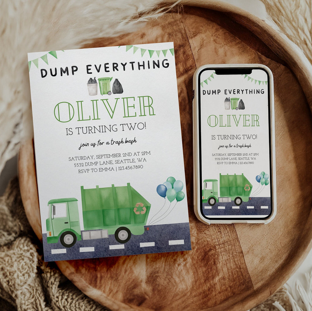 Garbage Truck Invitation - Digital Download