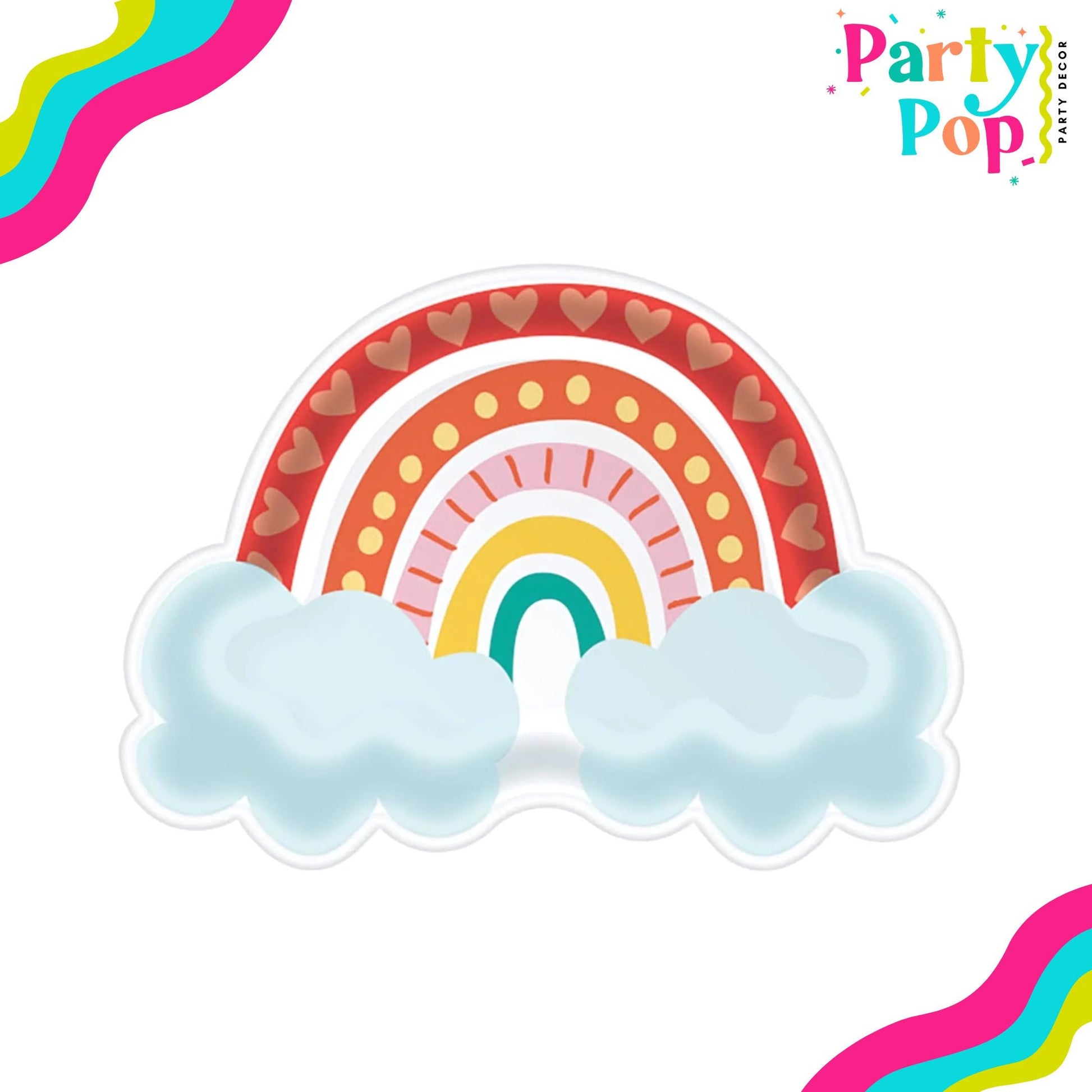 Retro Rainbow Paper Plates - Rainbow Party Supplies
