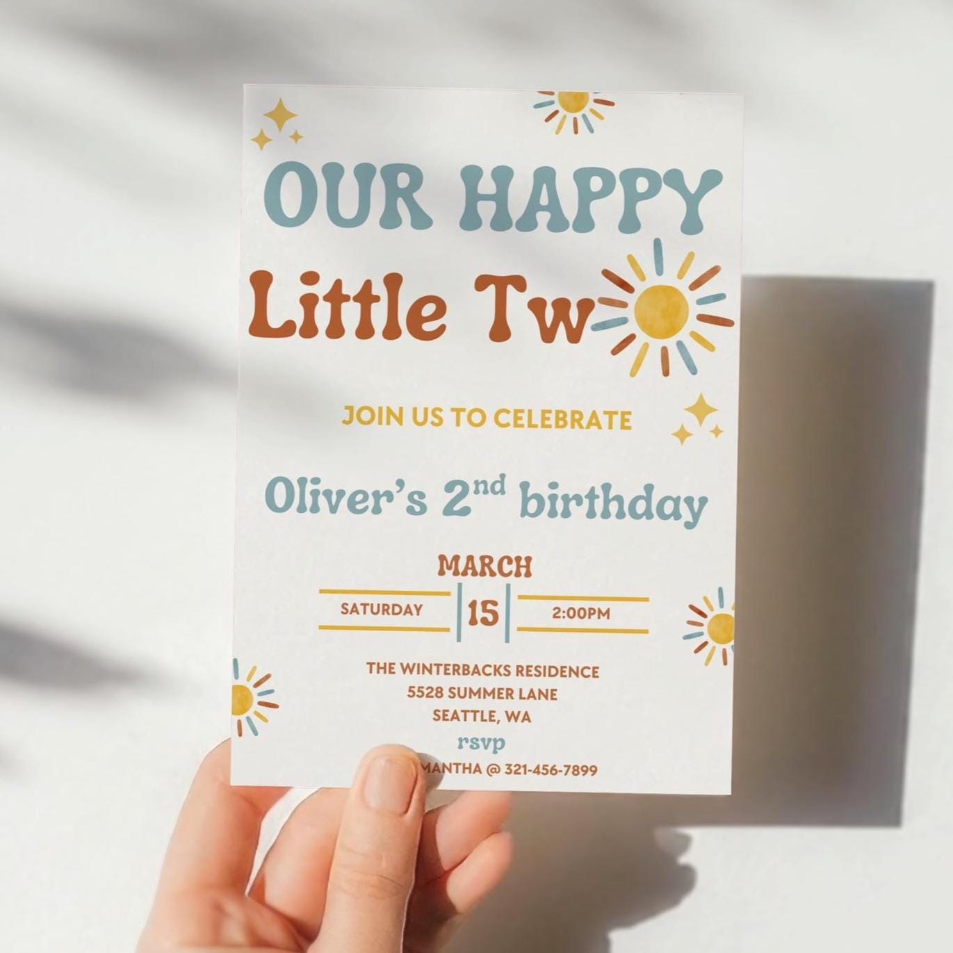 Our Happy Little Two Birthday Invitation - Two Happy Birthday - Digital Download