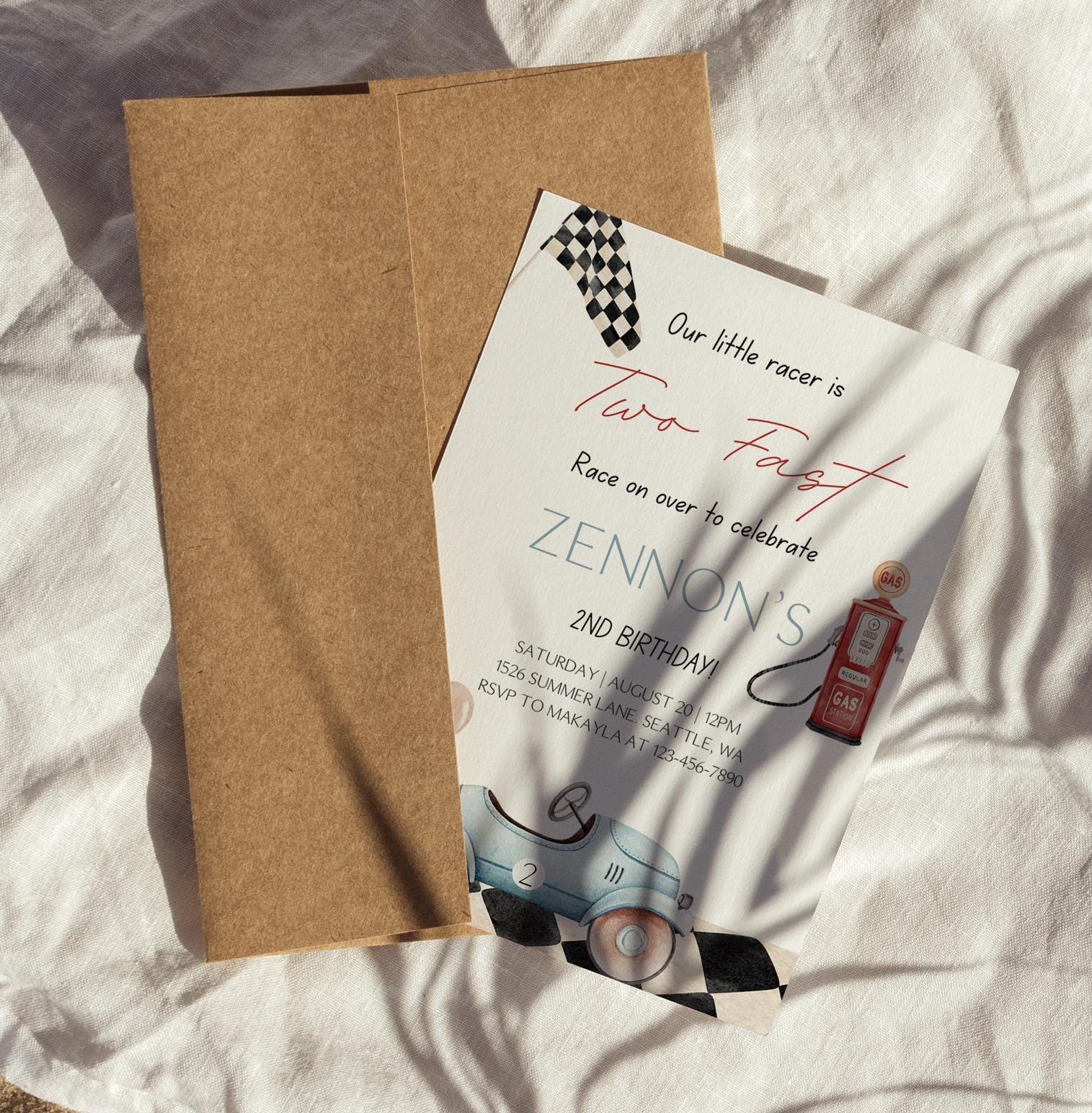 Two Fast Birthday Invitation - Digital Download