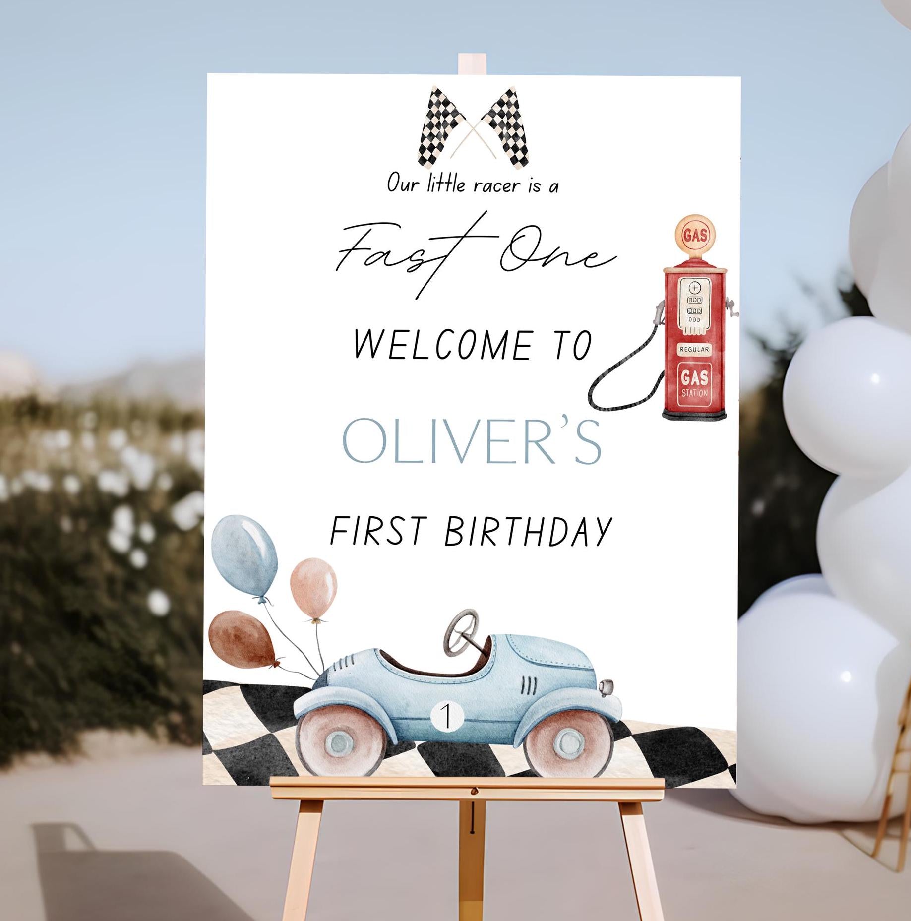 Fast One - Race Car Birthday - Digital Download