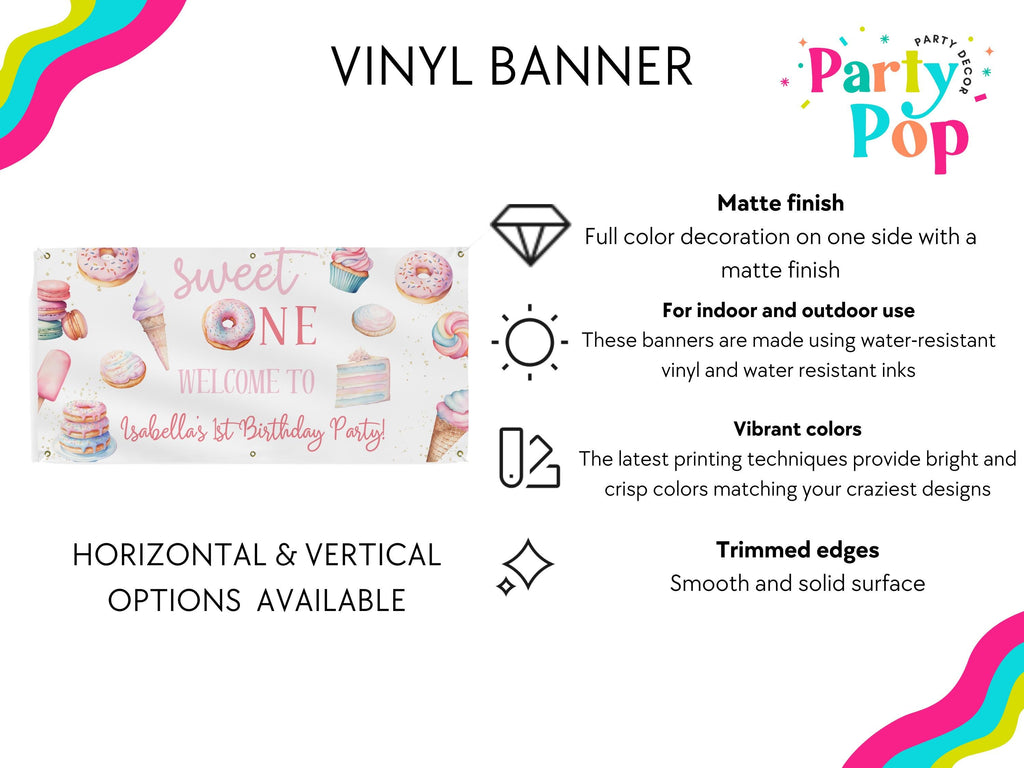 Sweet One 1st Birthday Custom Vinyl Banner - Sweets Themed