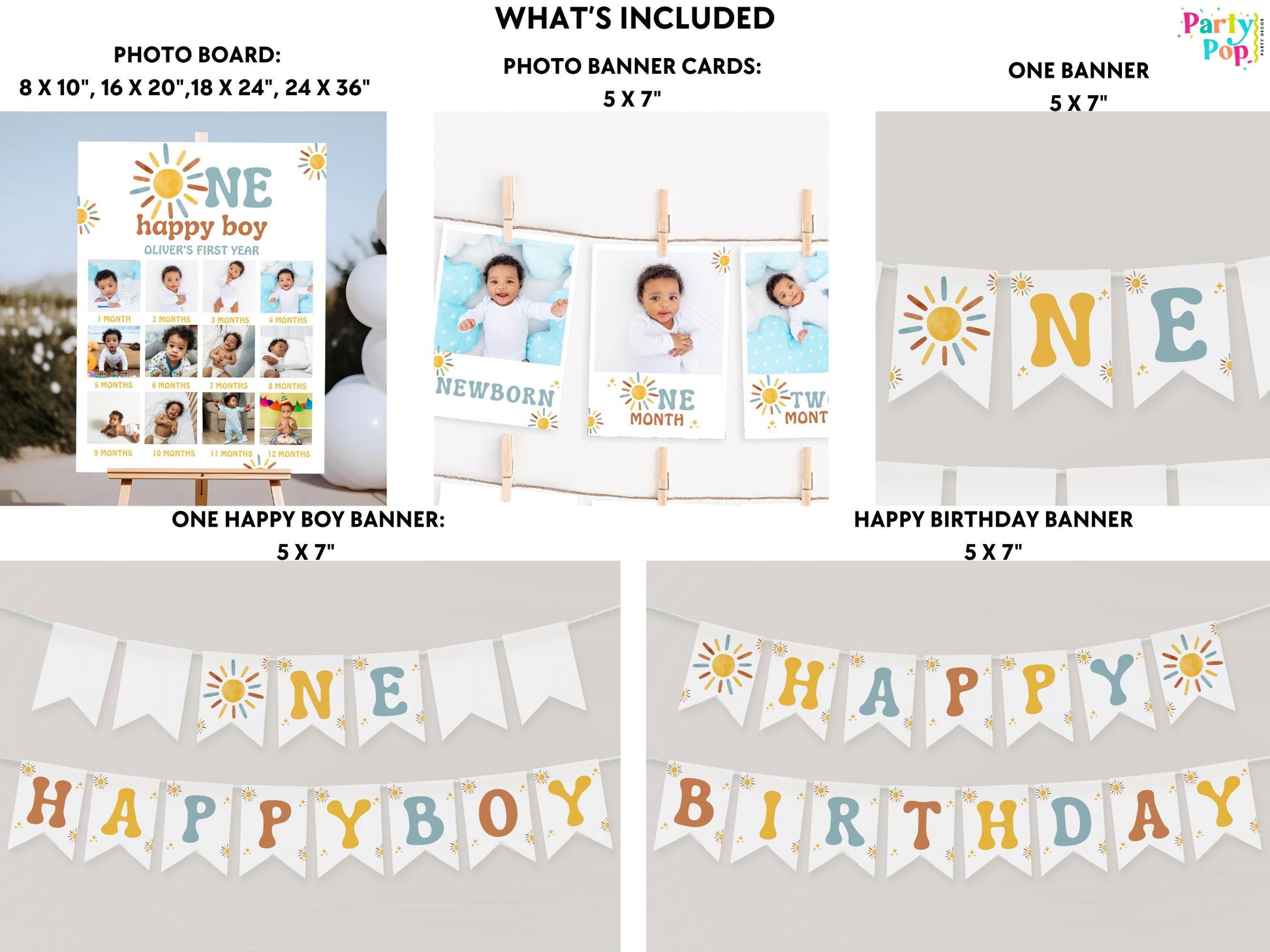 One Happy Boy Birthday Bundle - First Trip Around The Sun - Digital Download