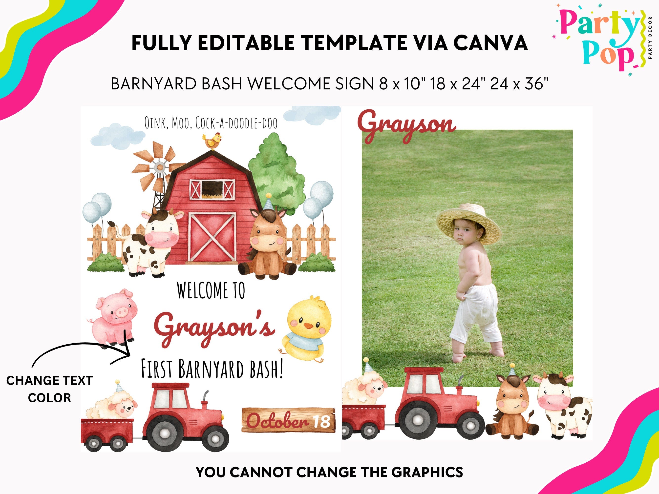 Farm Animals - Farm Party Decor - Digital Download