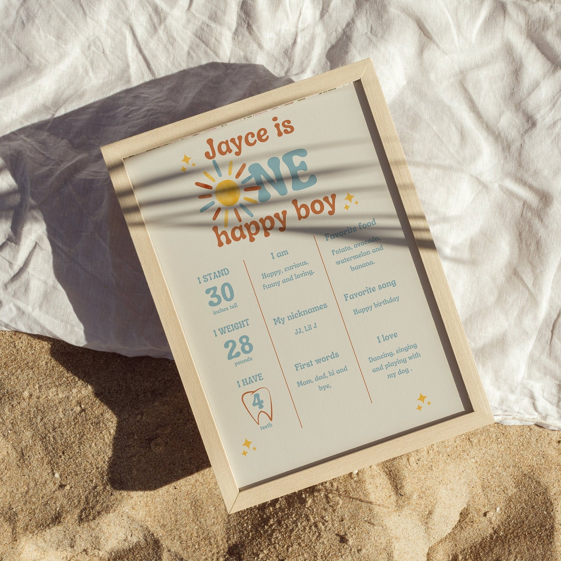 First Trip Around The Sun - One Happy Boy Milestone Board - Digital Download