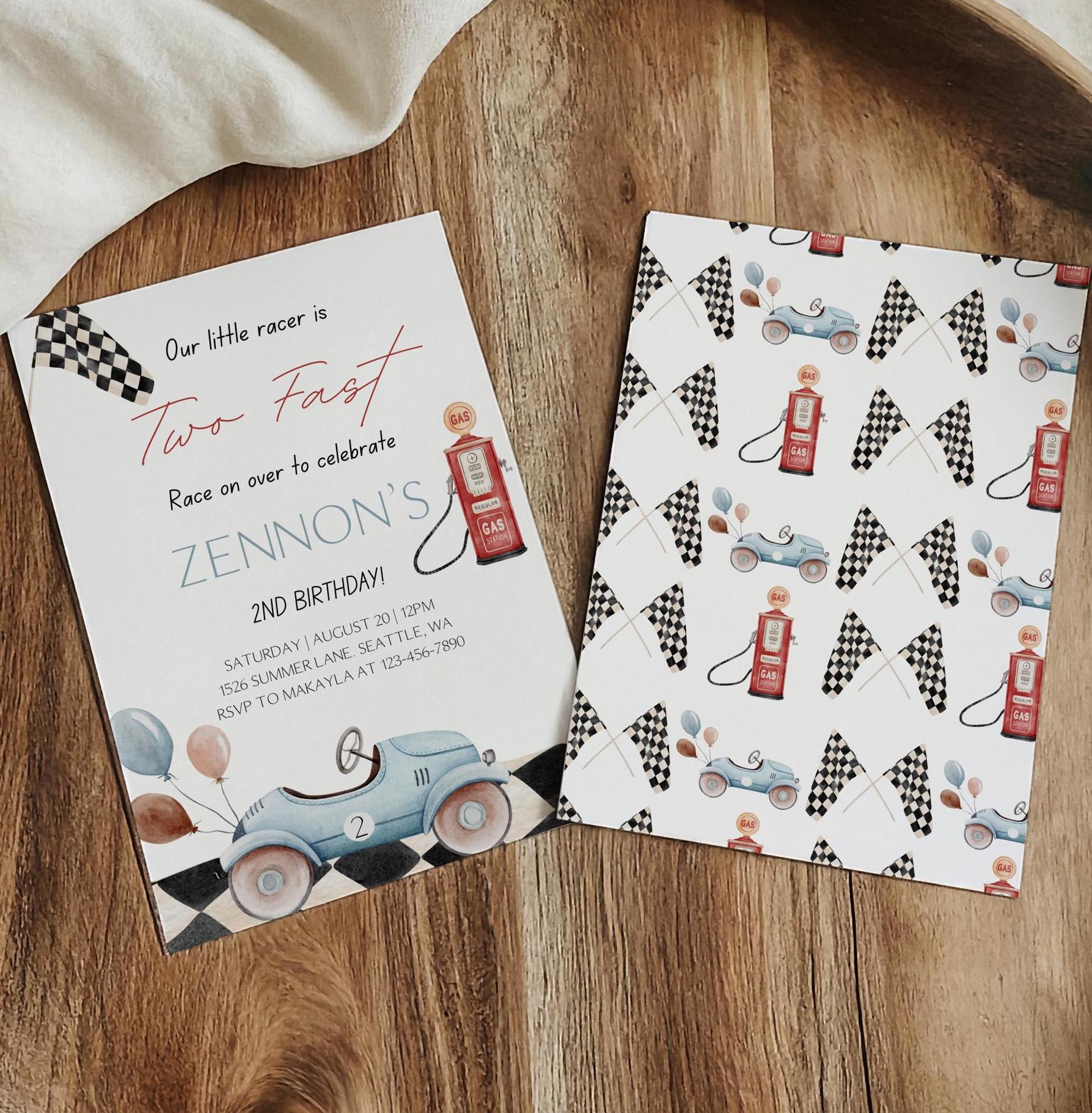 Two Fast Birthday Invitation - Digital Download