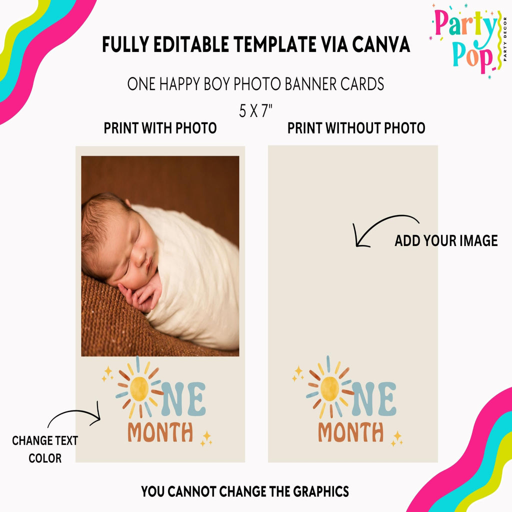 One Happy Boy Photo Banner - Boho Sunshine - Digital Download