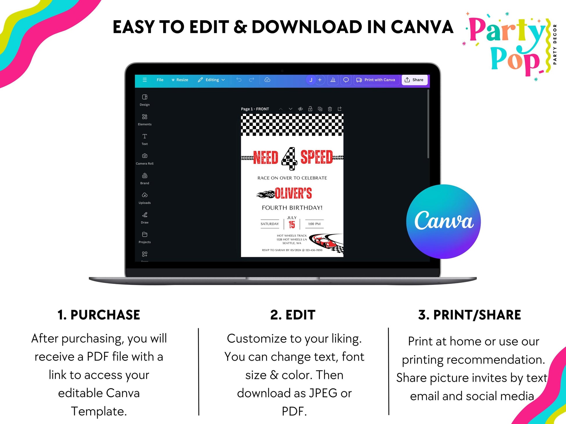 Need Four Speed Birthday Invitation - Digital Download