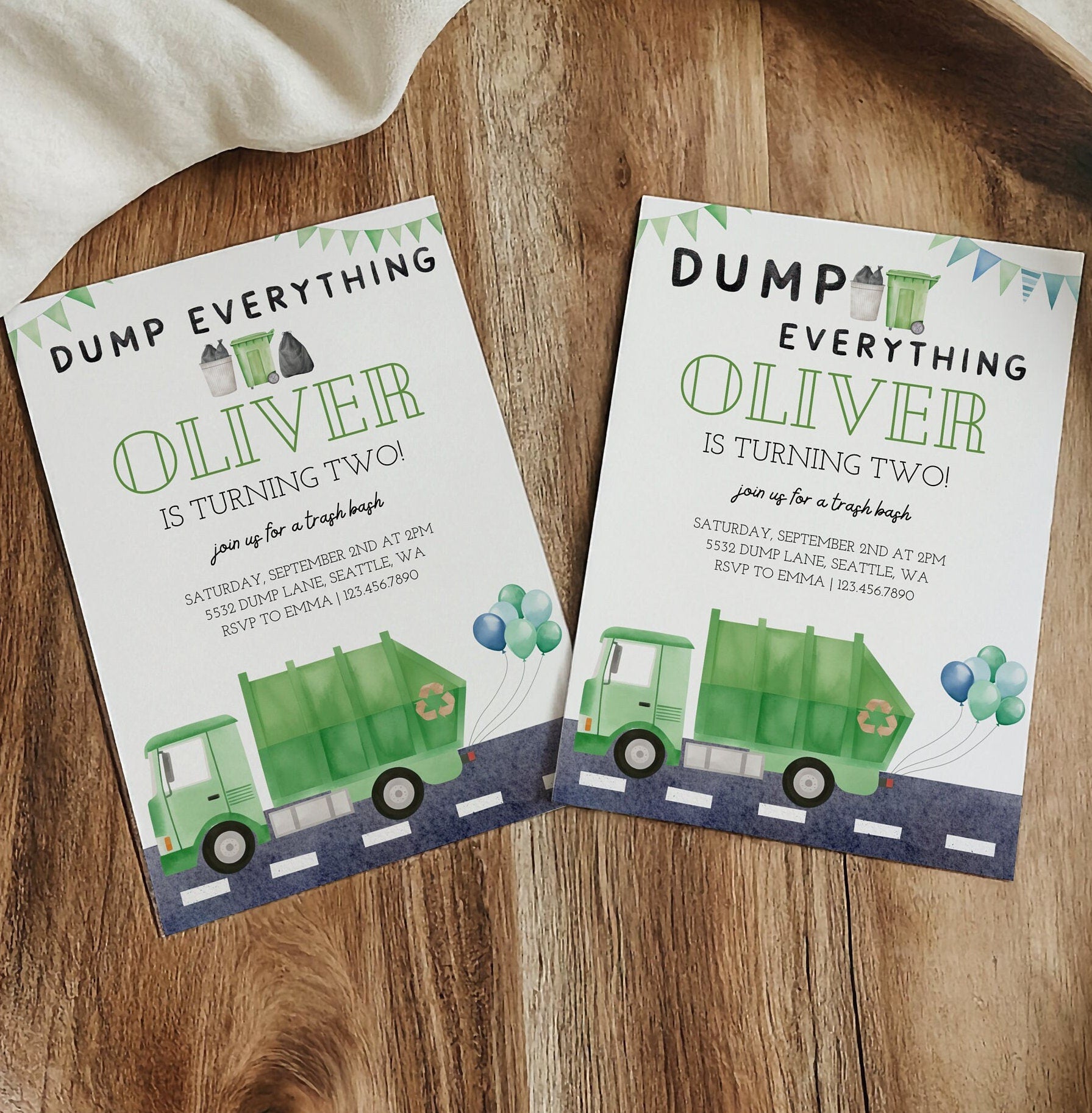 Garbage Truck Invitation - Digital Download