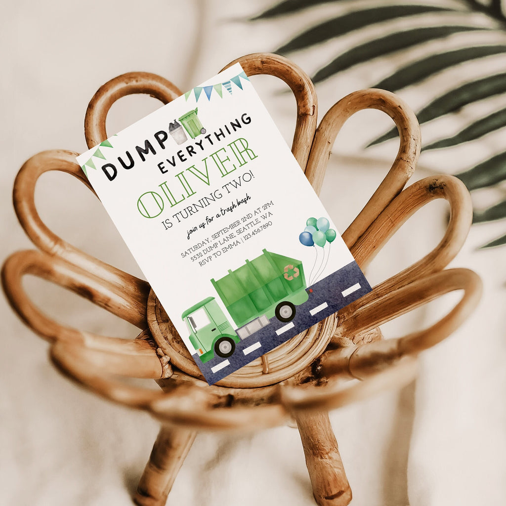 Garbage Truck Invitation - Digital Download