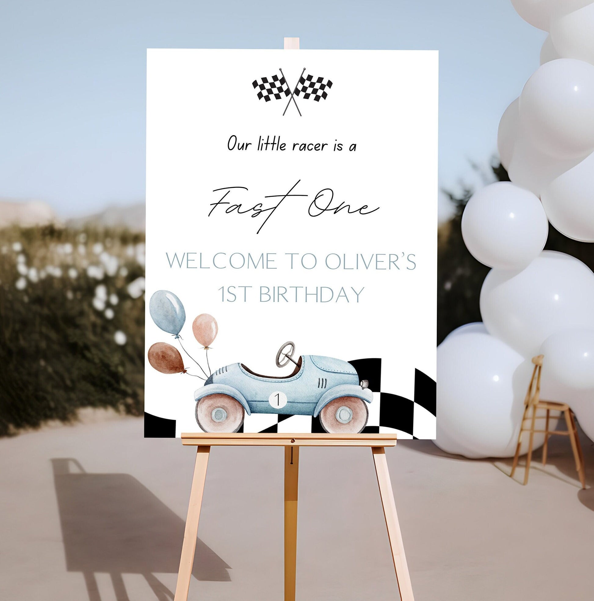 Fast One Birthday Welcome Sign