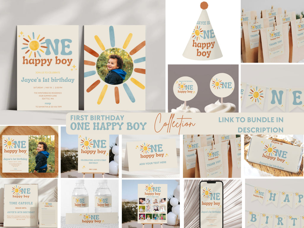 One Happy Boy Sunshine Banner - First Trip Around The Sun - Digital Download