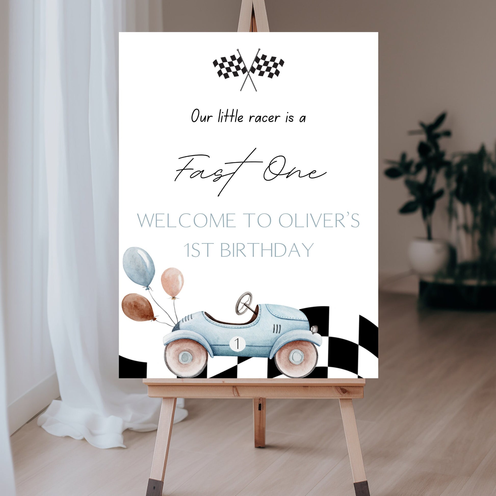 Fast One Birthday Welcome Sign