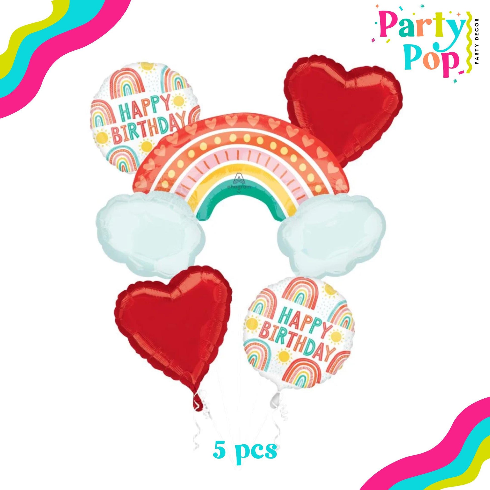 Retro Rainbow Balloon Set - Rainbow Party Supplies