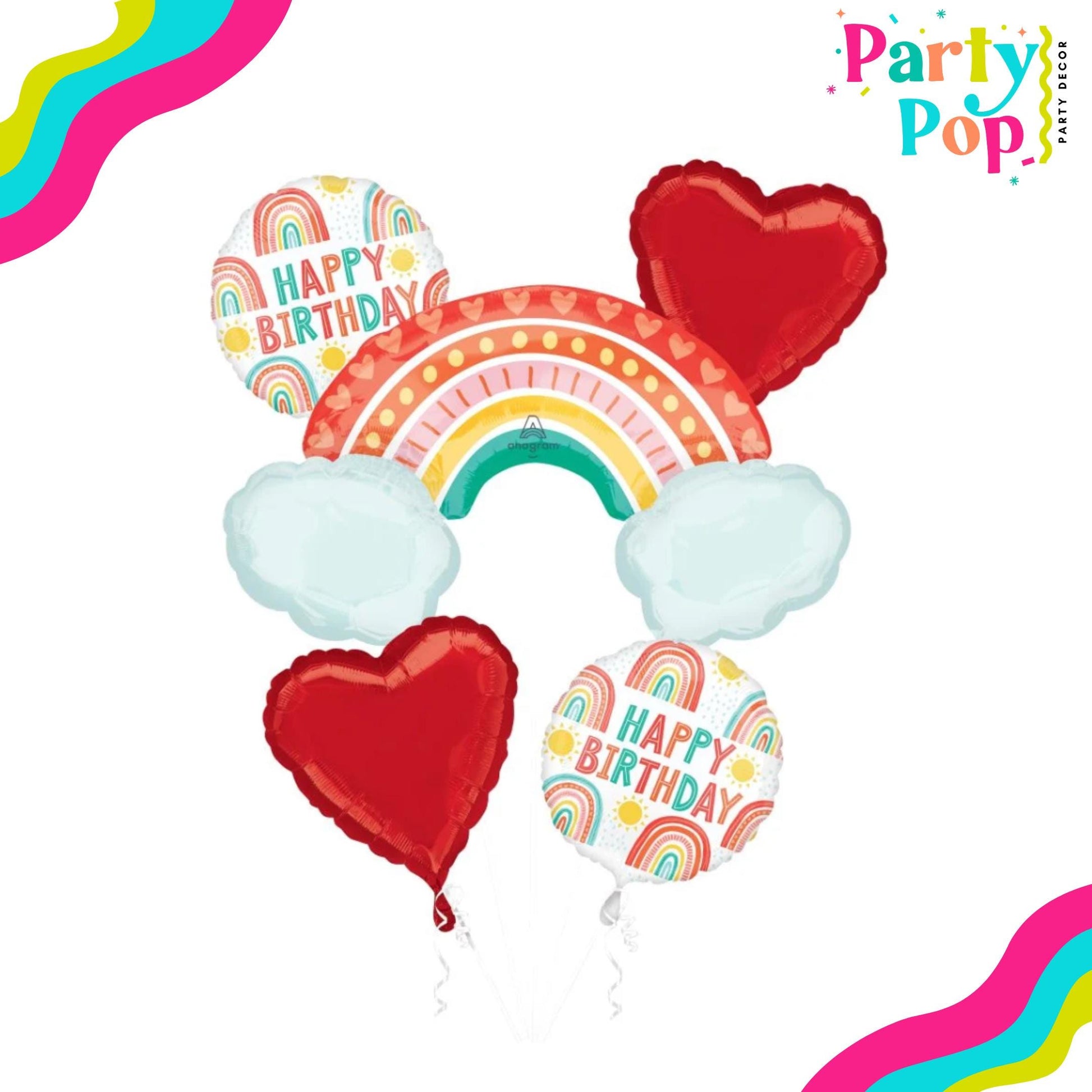 Retro Rainbow Balloon Set - Rainbow Party Supplies