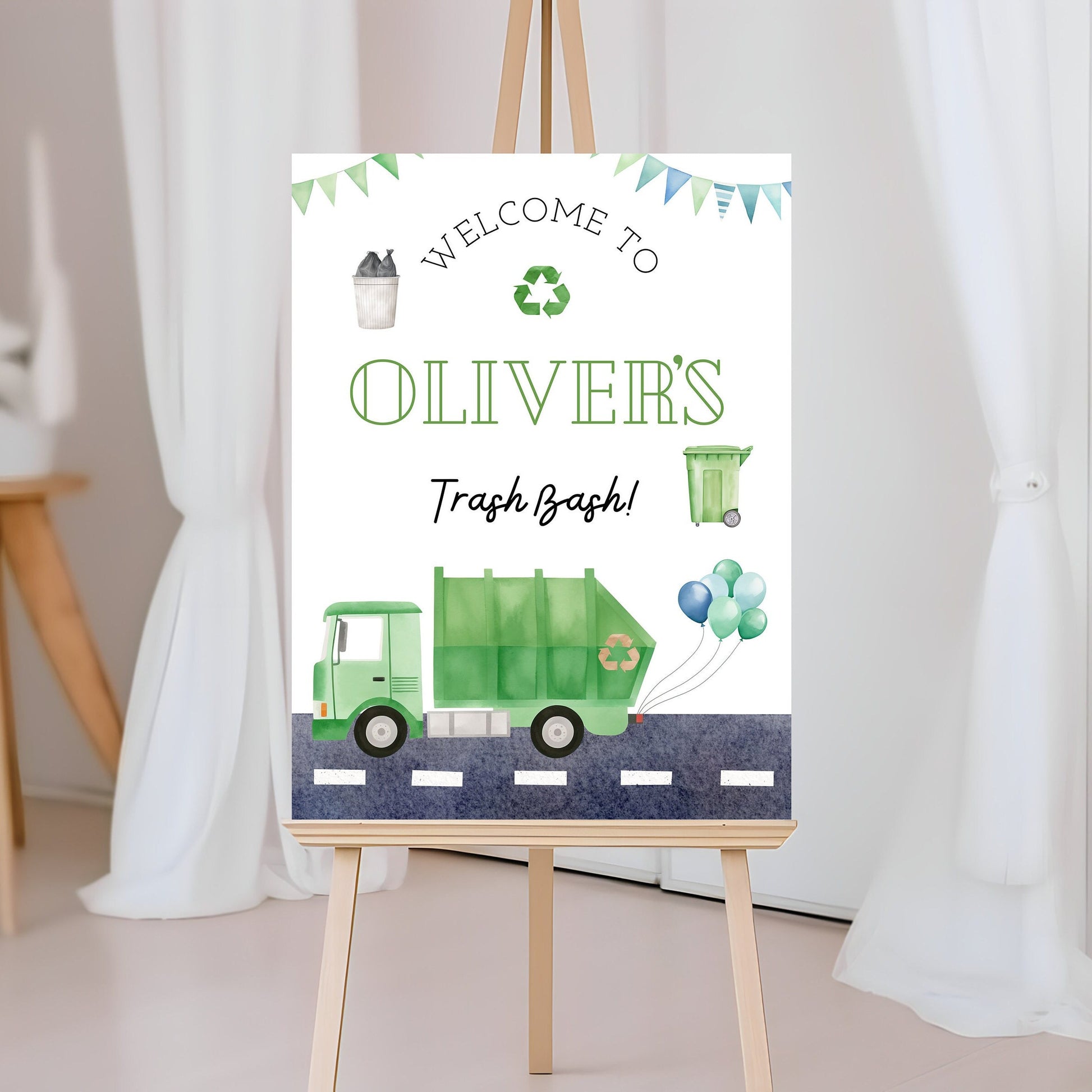 Trash Bash Welcome Sign - Garbage Truck Theme