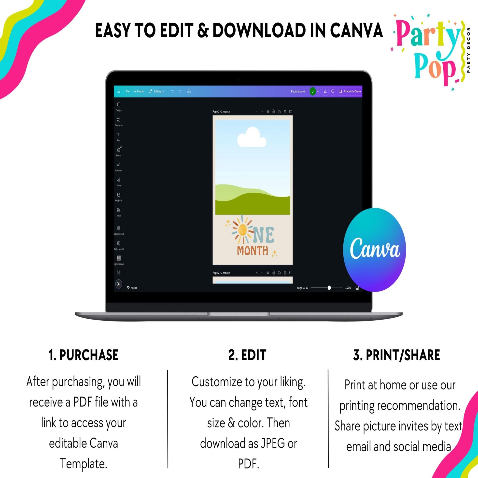 One Happy Boy Photo Banner - Boho Sunshine - Digital Download