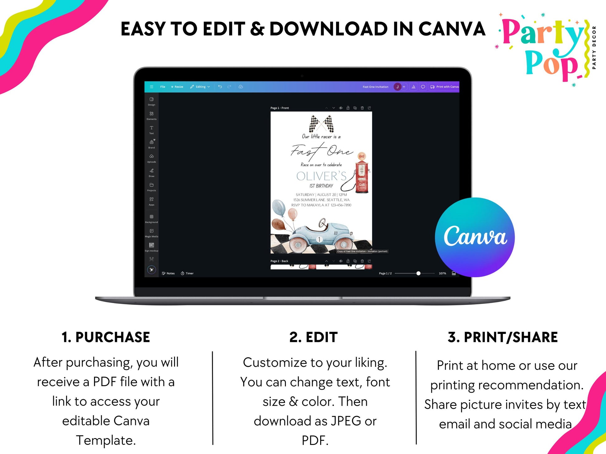 Fast One 1st Birthday Bundle - Digital Download