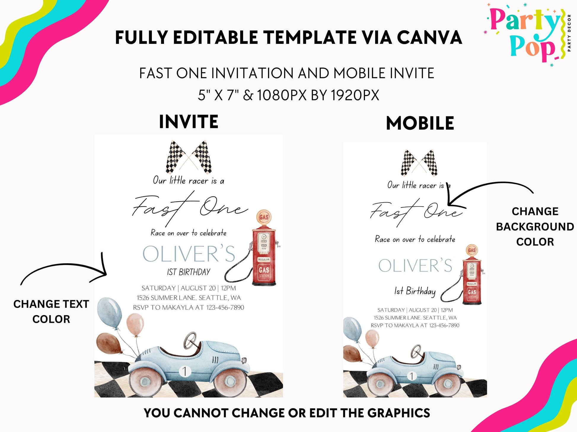 Fast One Birthday Invitation - Digital Download