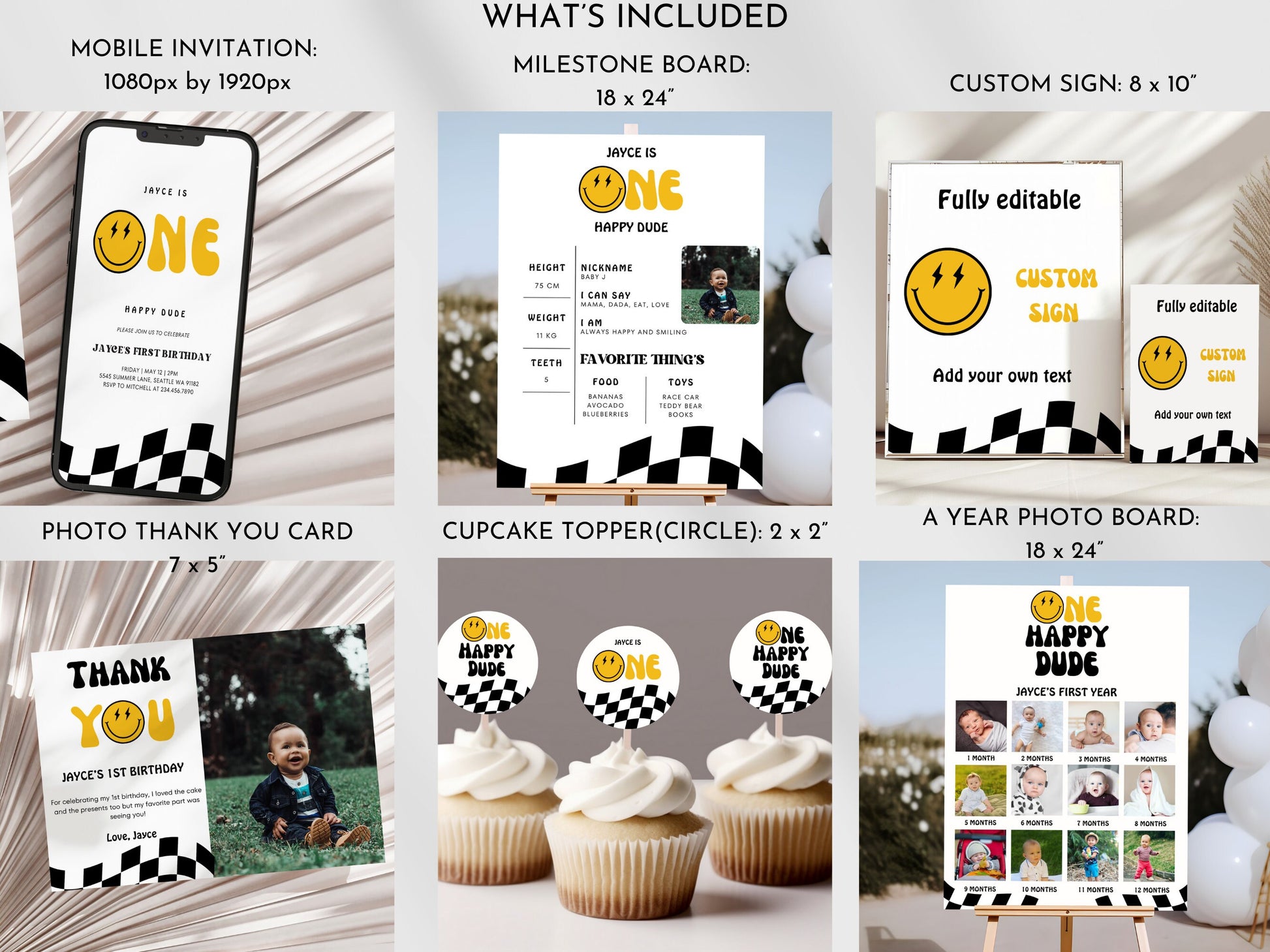 One Happy Dude Birthday Bundle | One Happy Dude | One Happy Dude Invitation | One Happy Dude Birthday | 1st Birthday Invitation | Editable