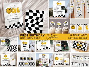 One Happy Dude Birthday Bundle | One Happy Dude | One Happy Dude Invitation | One Happy Dude Birthday | 1st Birthday Invitation | Editable