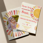 First Trip Around The Sun Birthday Invitation | 1st Birthday Invitation | Boho Theme | 1st Birthday Girl | Editable Template
