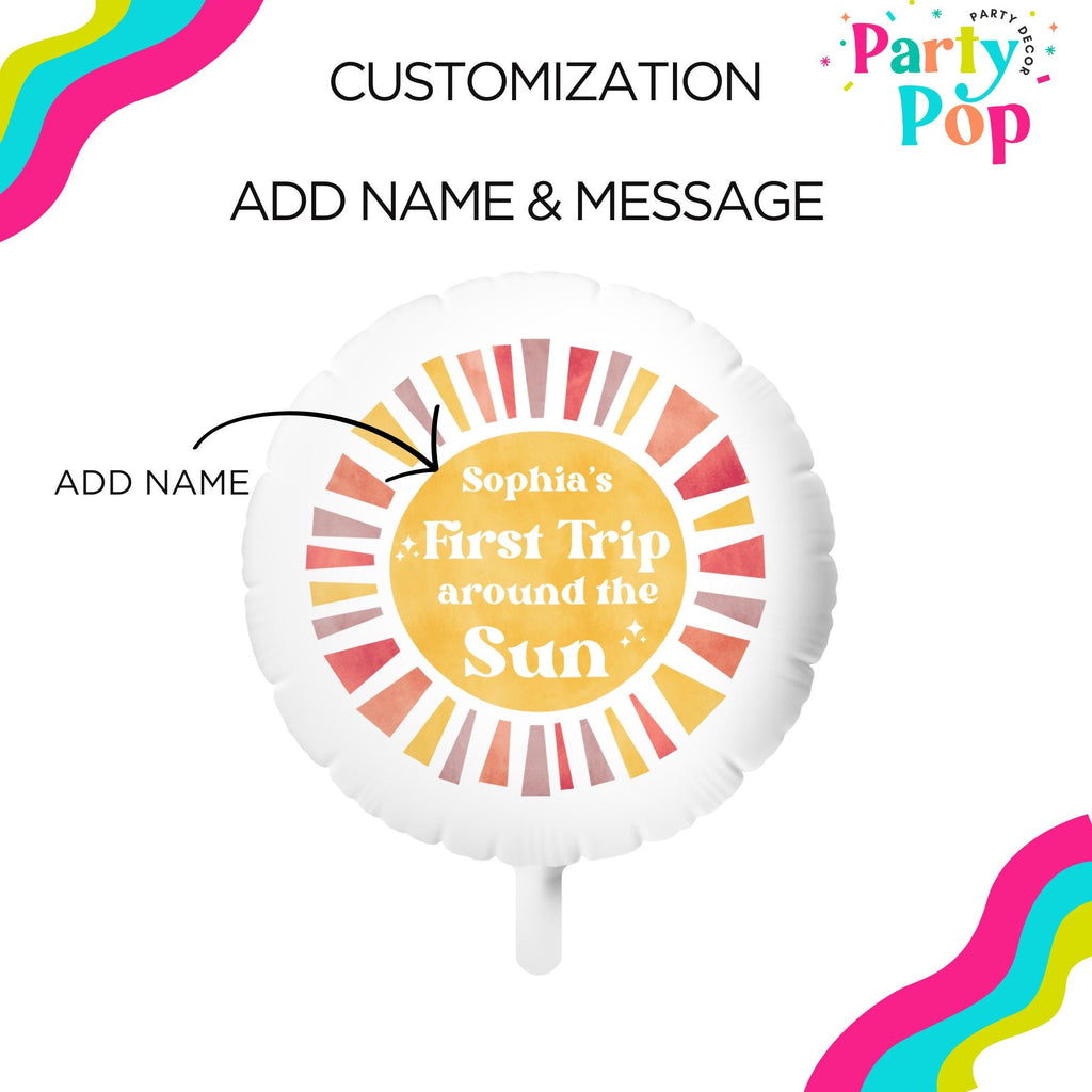 First Trip Around The Sun Balloon | First Birthday Party Decor | Boho Sun | Custom Balloon | 1st Birthday