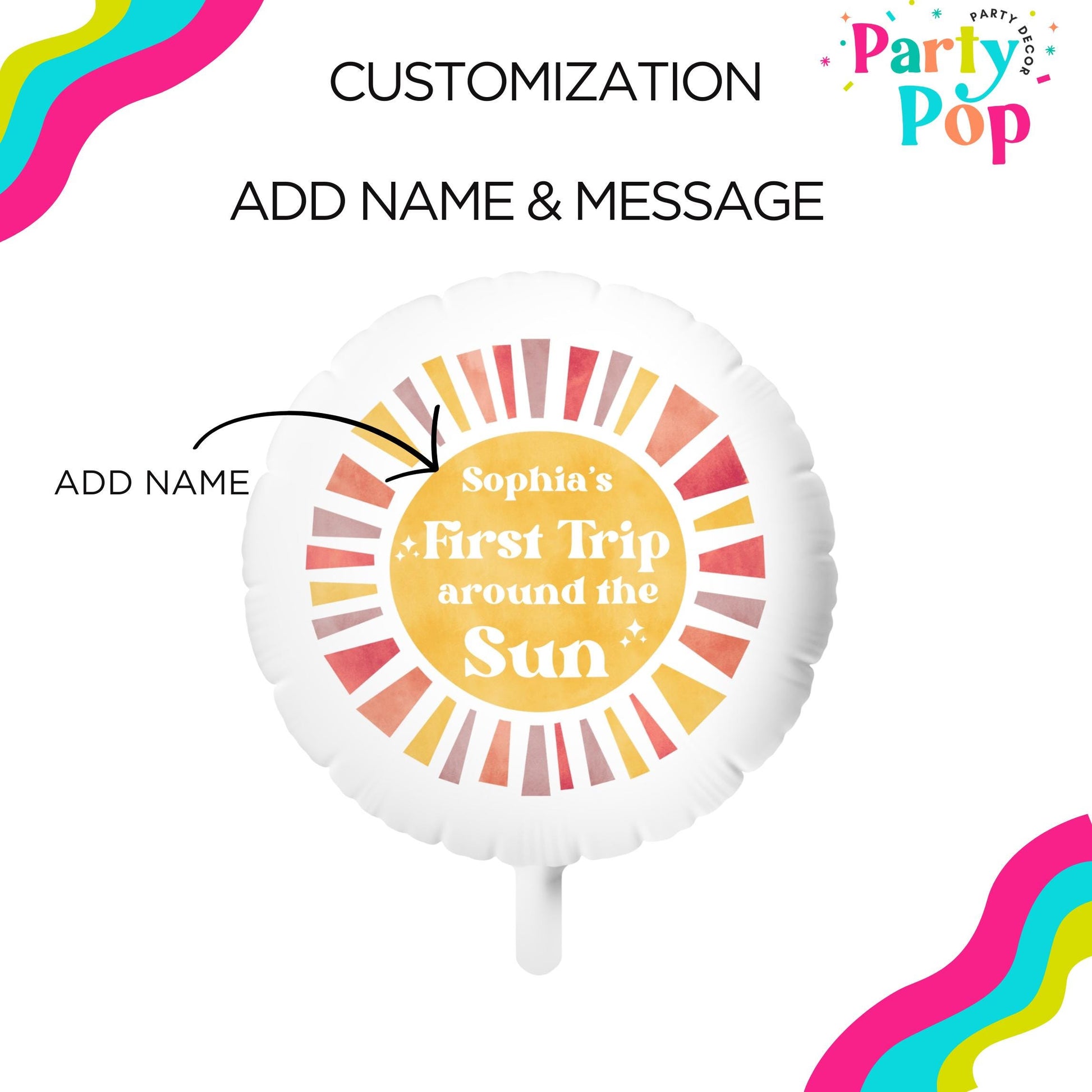 First Trip Around The Sun Balloon | First Birthday Party Decor | Boho Sun | Custom Balloon | 1st Birthday