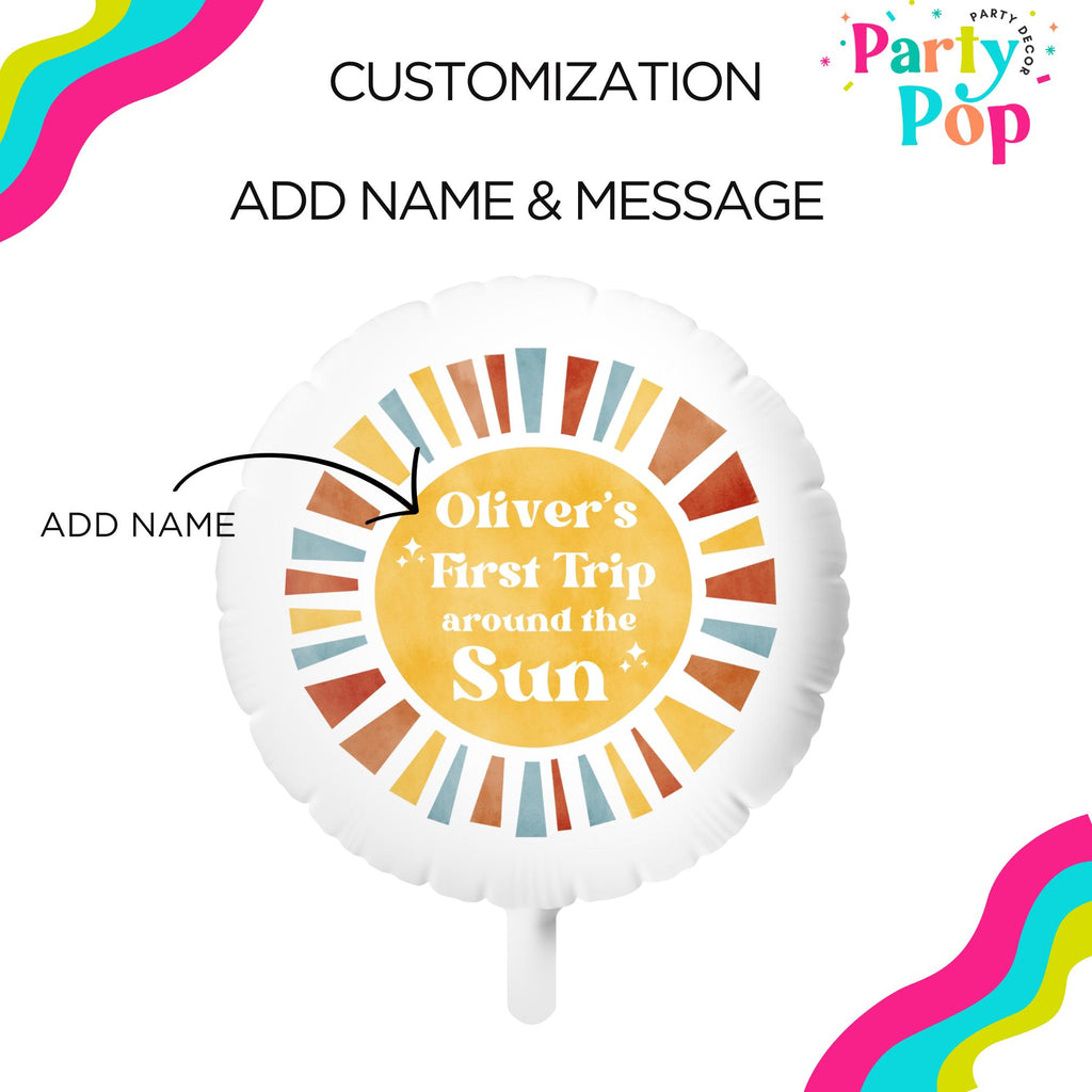 First Trip Around The Sun Balloon | First Birthday Party Decor | Boho Sun | Custom Balloon | 1st Birthday