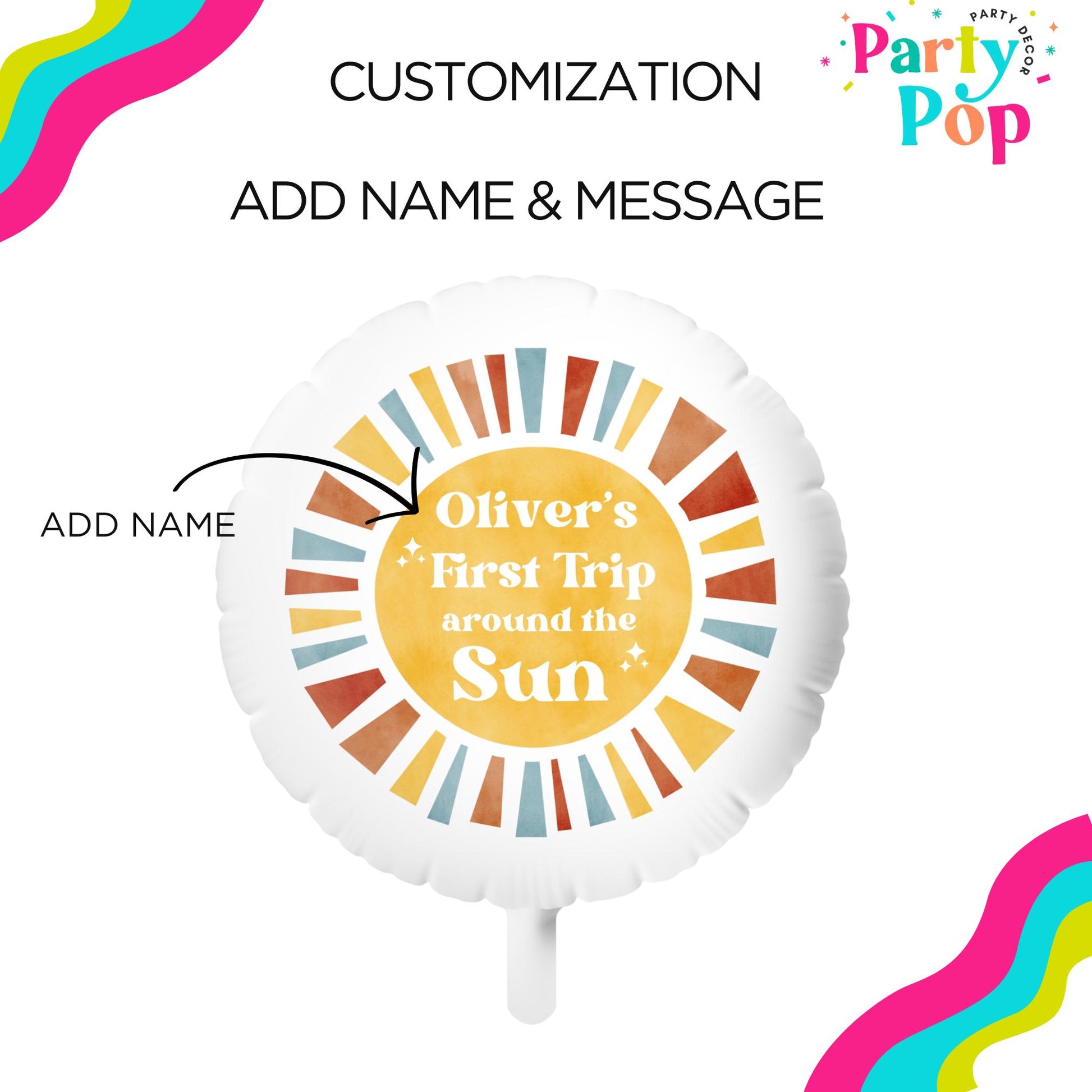 First Trip Around The Sun Balloon | First Birthday Party Decor | Boho Sun | Custom Balloon | 1st Birthday