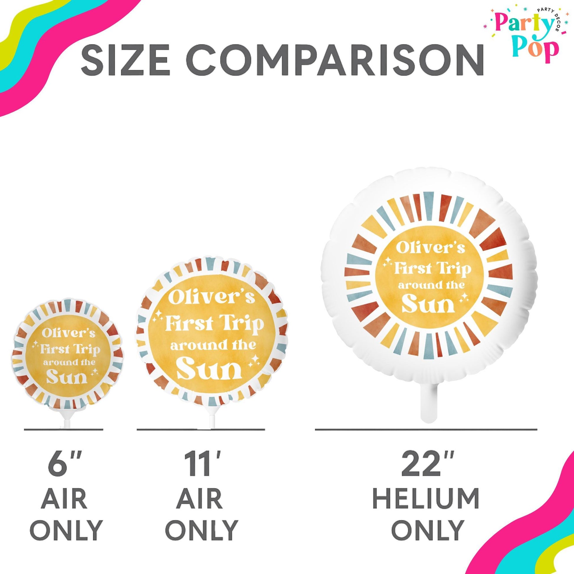 First Trip Around The Sun Balloon | First Birthday Party Decor | Boho Sun | Custom Balloon | 1st Birthday