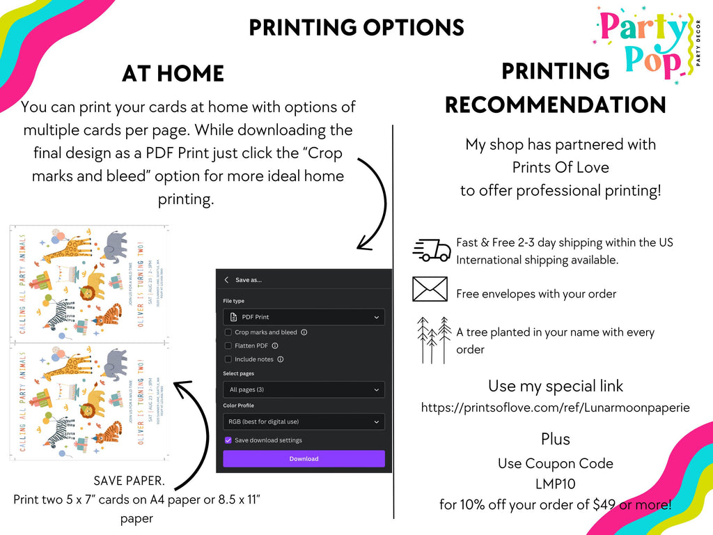 Party Animals Birthday Invitation | Safari Birthday Invitation | First Birthday Invitation | Calling All Party Animals Invite | Editable
