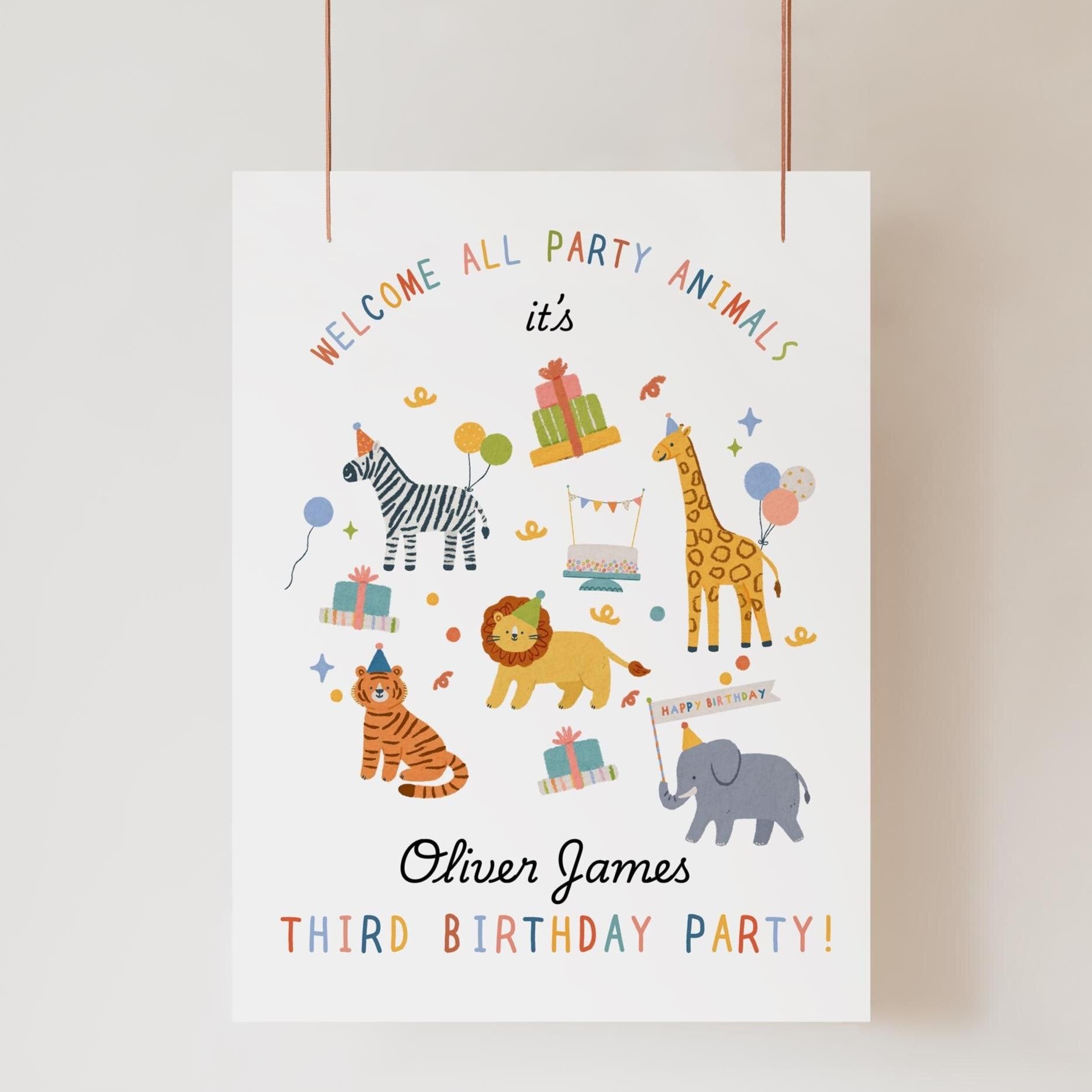 Party Animals Birthday Welcome Sign | Safari Birthday Welcome Sign | 1st Birthday Decor | Calling All Party Animals | Instant Download