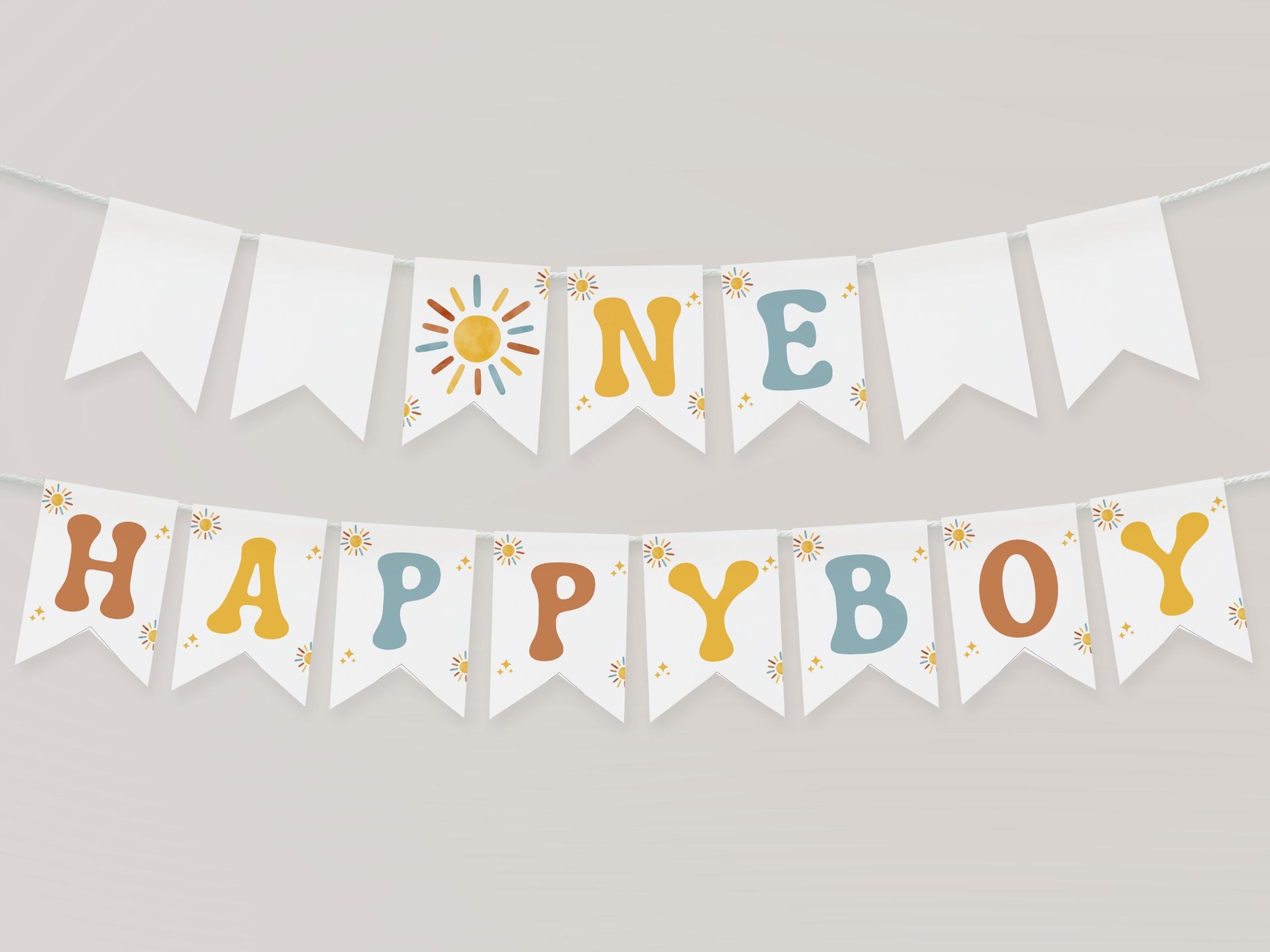One Happy Boy Banner | First Trip Around The Sun | 1st Birthday Banner | Birthday Backdrop | 1st Birthday Sign | Instant Download | Editable