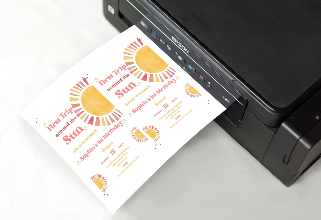 First Trip Around The Sun Birthday Invitation | 1st Birthday Invitation | Boho Theme | 1st Birthday Girl | Editable Template