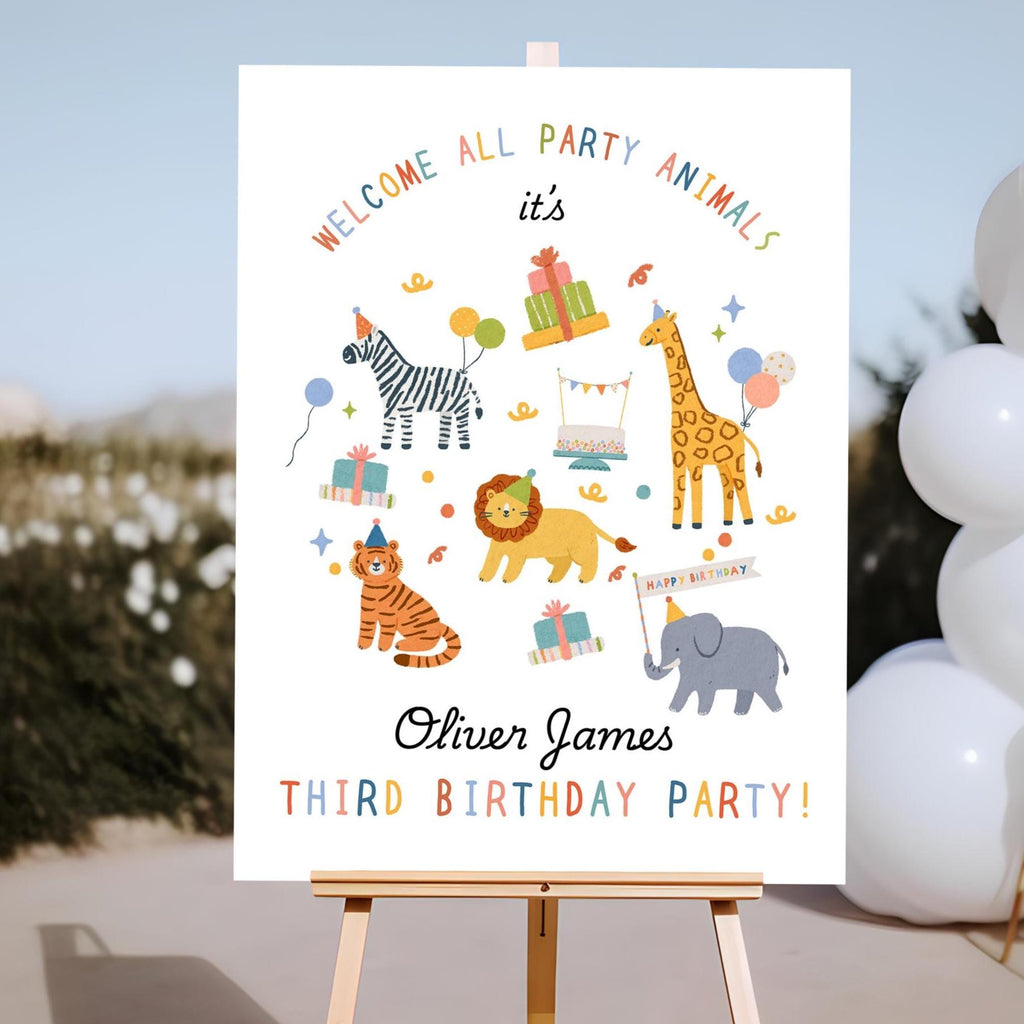Party Animals Birthday Welcome Sign | Safari Birthday Welcome Sign | 1st Birthday Decor | Calling All Party Animals | Instant Download