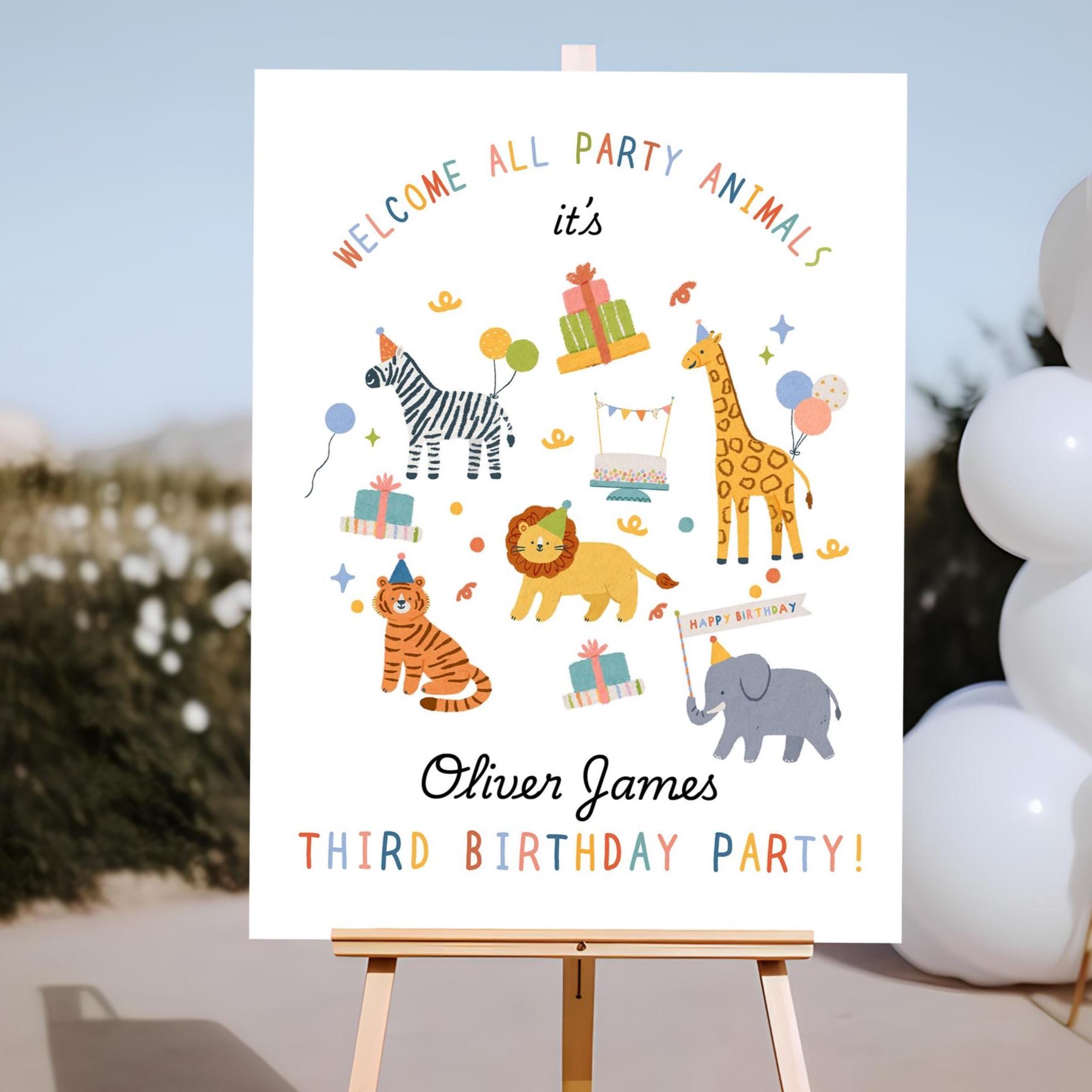 Party Animals Birthday Welcome Sign | Safari Birthday Welcome Sign | 1st Birthday Decor | Calling All Party Animals | Instant Download