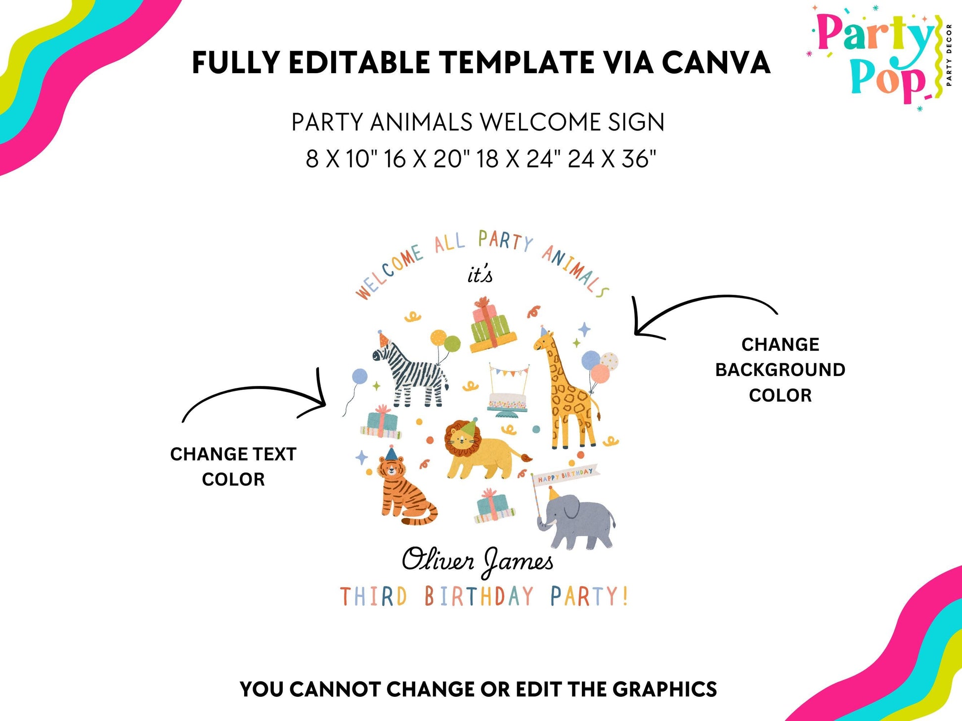 Party Animals Birthday Welcome Sign | Safari Birthday Welcome Sign | 1st Birthday Decor | Calling All Party Animals | Instant Download