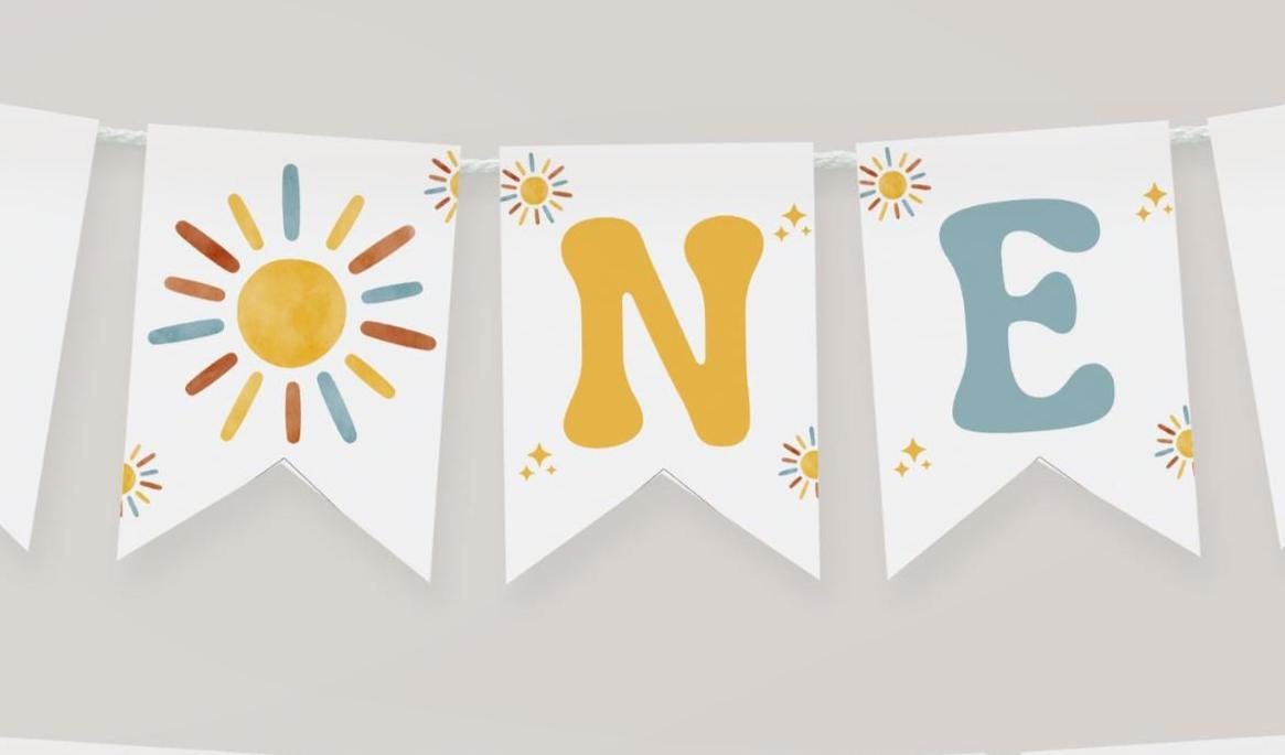 One Happy Boy Banner | First Trip Around The Sun | 1st Birthday Banner | Birthday Backdrop | 1st Birthday Sign | Instant Download | Editable